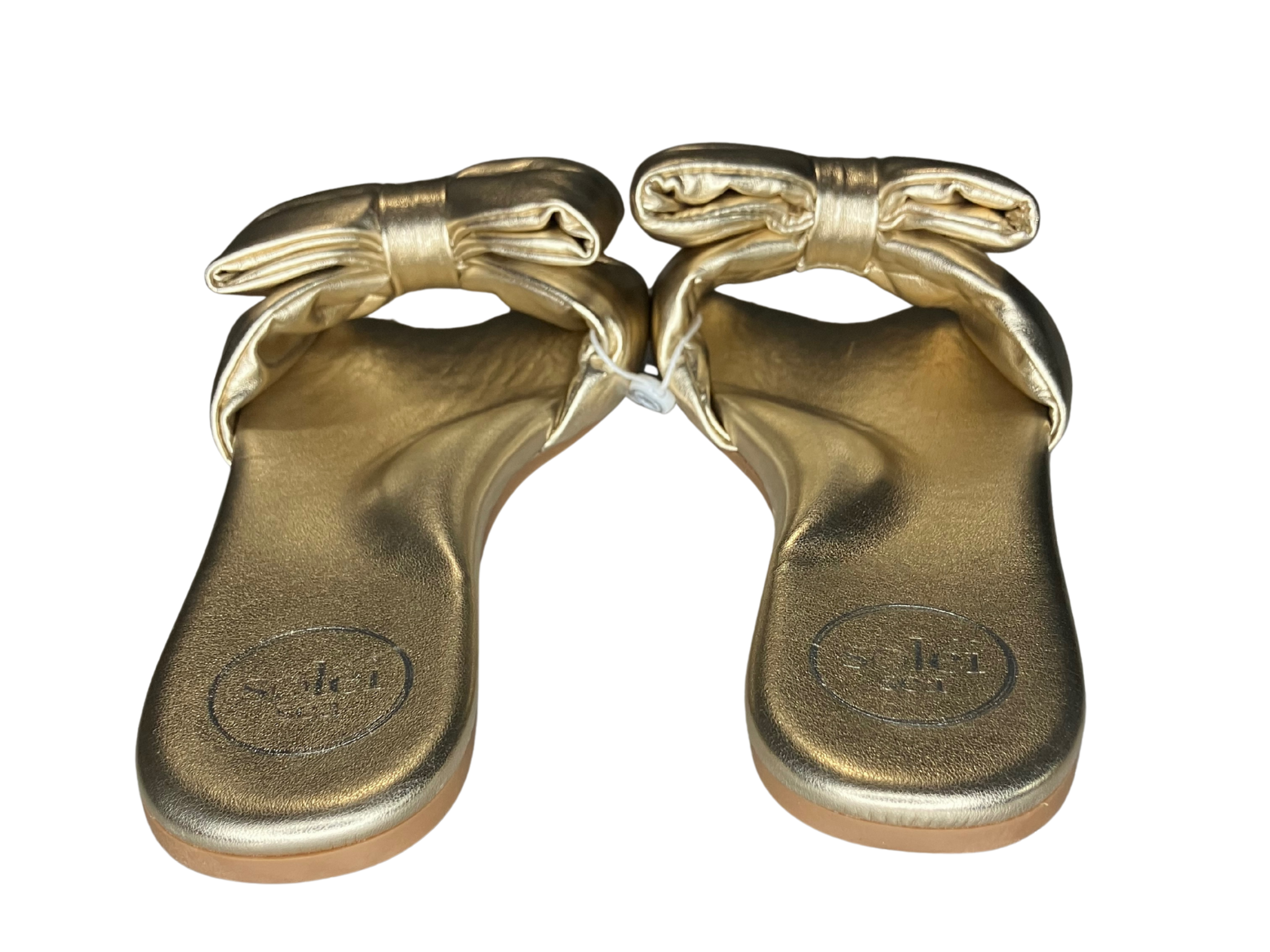 Soléi Sea Gold Bow Slide Sandals – Size 7 / EU 38 – Made in Brazil