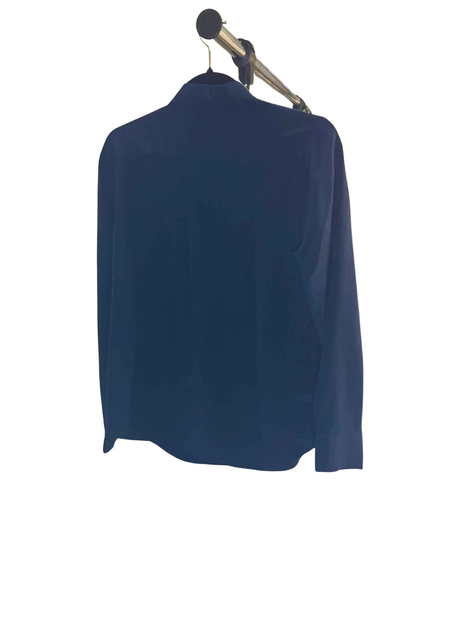 Ann Taylor Petite Navy Blue Silk Button-Down Blouse Size 10P