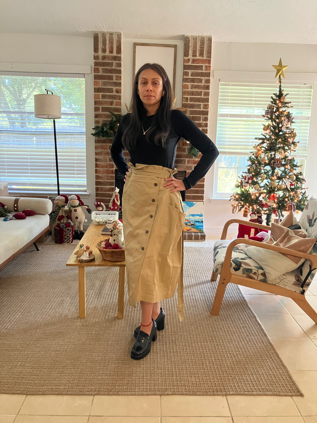 Banana Republic Belted Midi Skirt 16 Khaki Button Front Paperbag Waist NWT