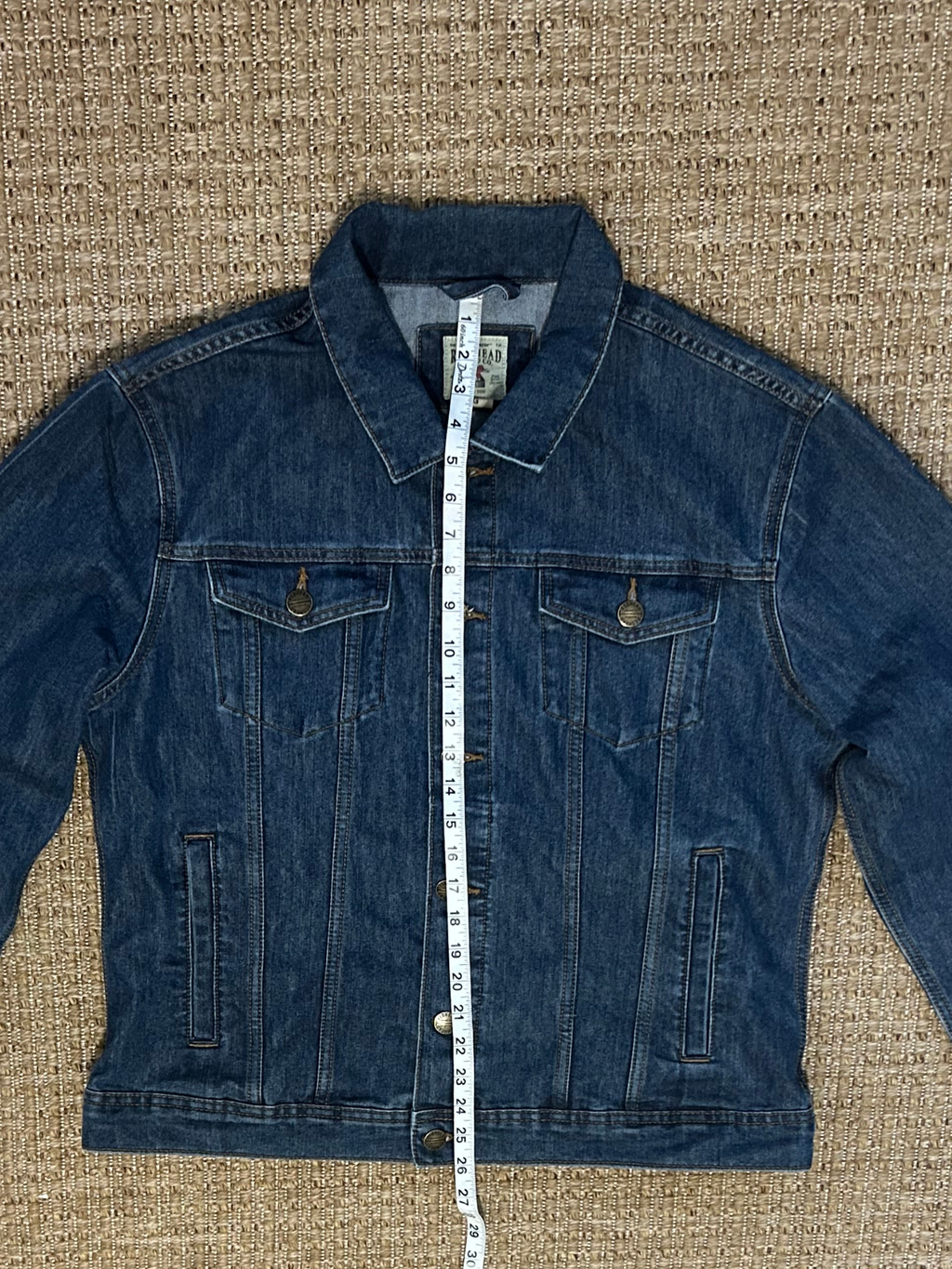Red Head — Trucker Jacket | Dark indigo, antique brass, built to outlast · Sz L