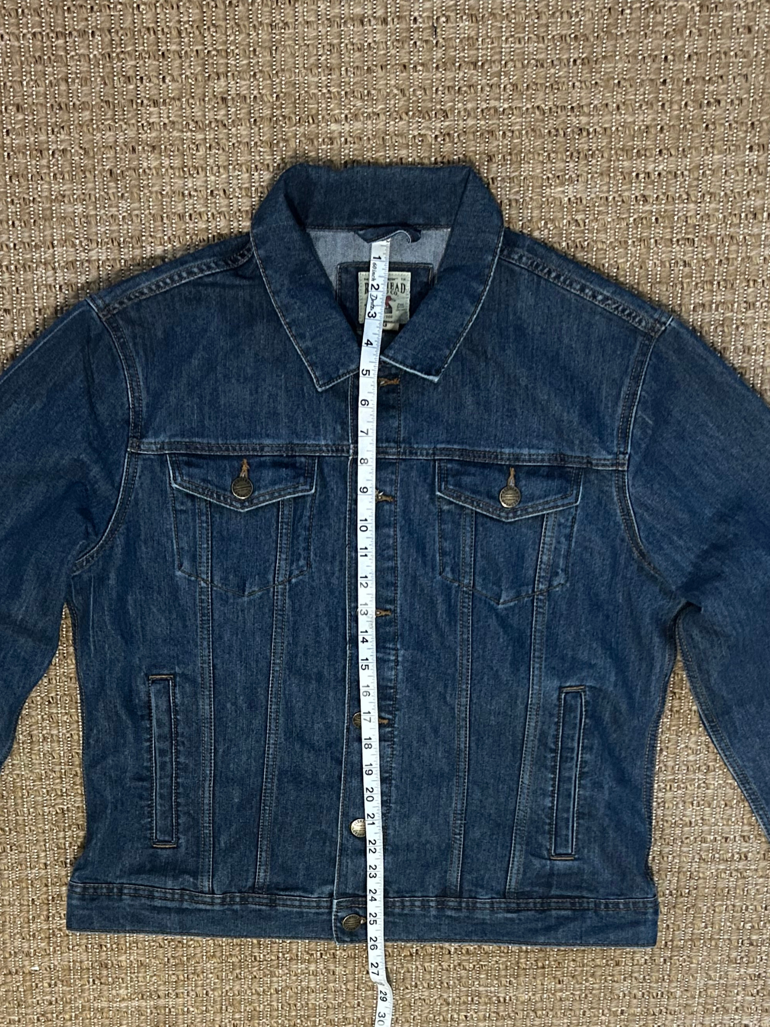 Red Head — Trucker Jacket | Dark indigo, antique brass, built to outlast · Sz L