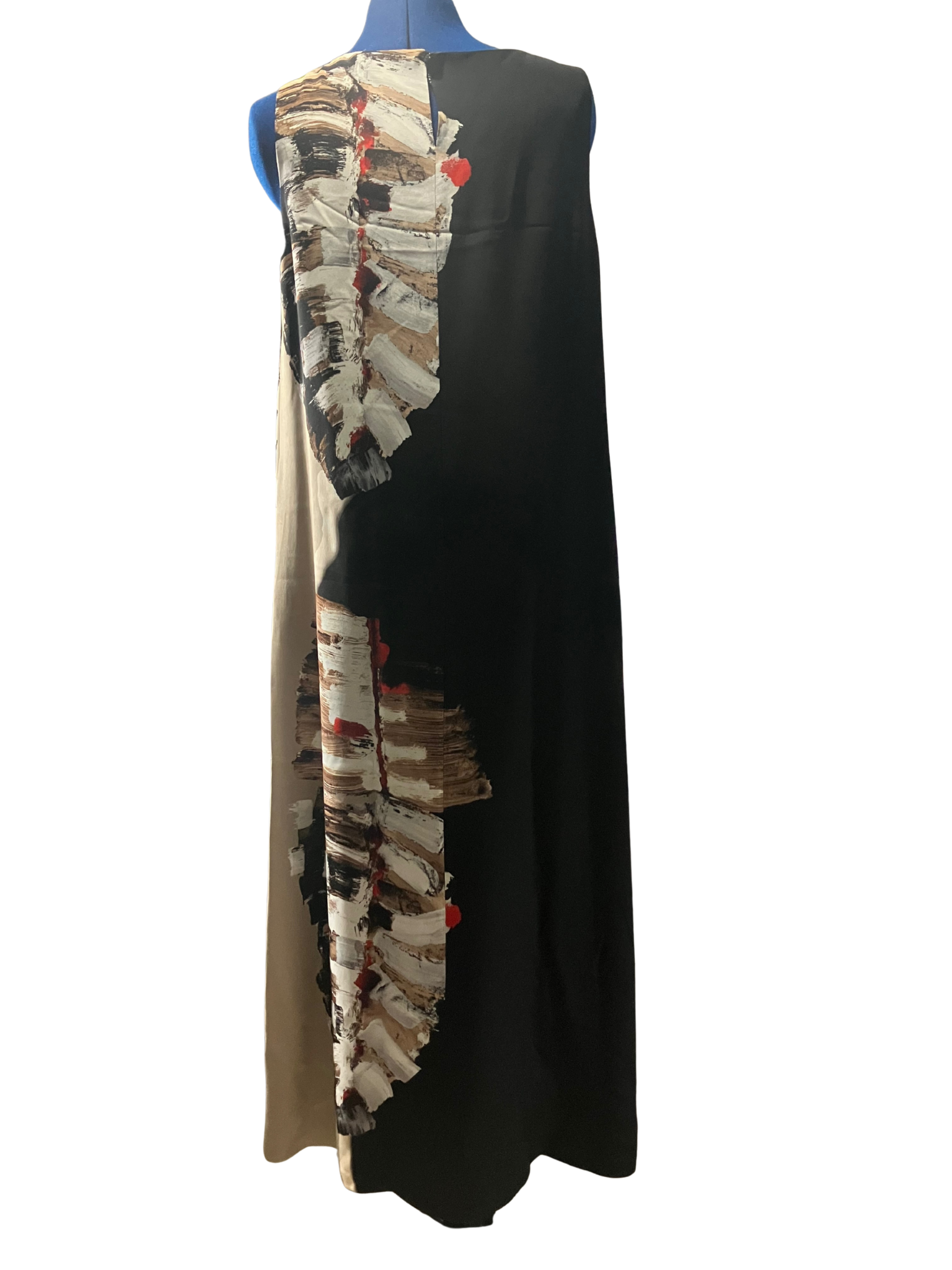 Lafayette 148 New York Silk Maxi Dress Abstract Print Sleeveless Size L