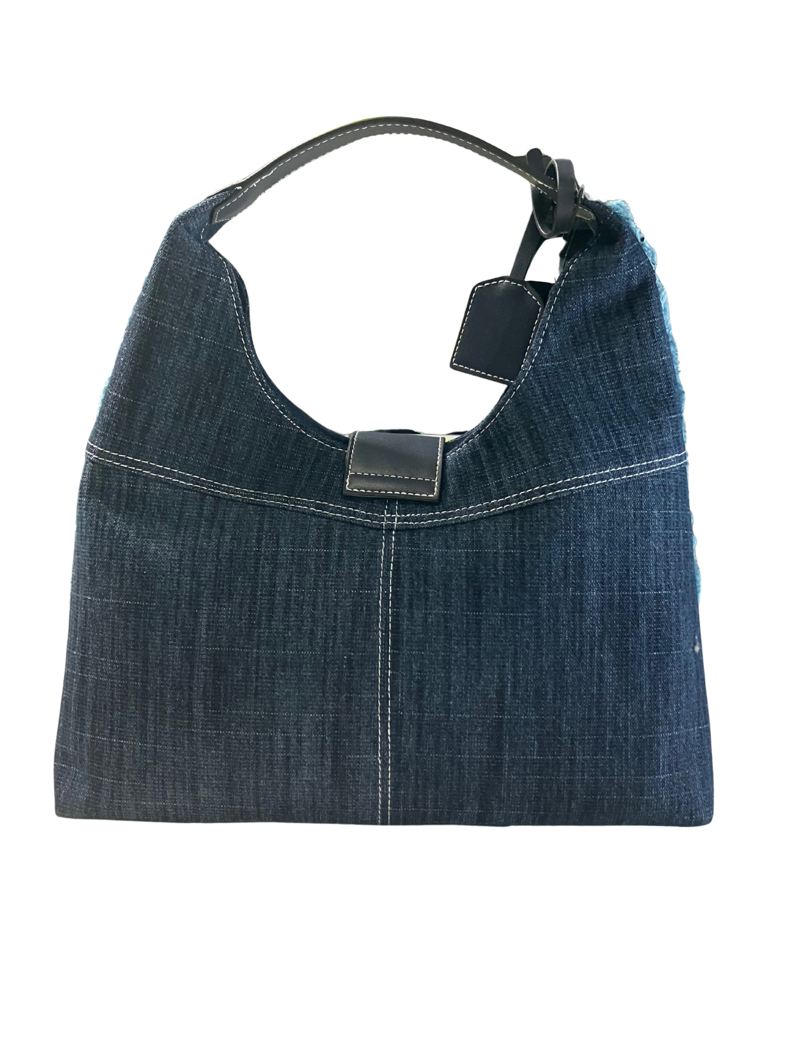 True Religion Brand Jeans Denim Hobo Handbag Horseshoe Hardware Dark Blue