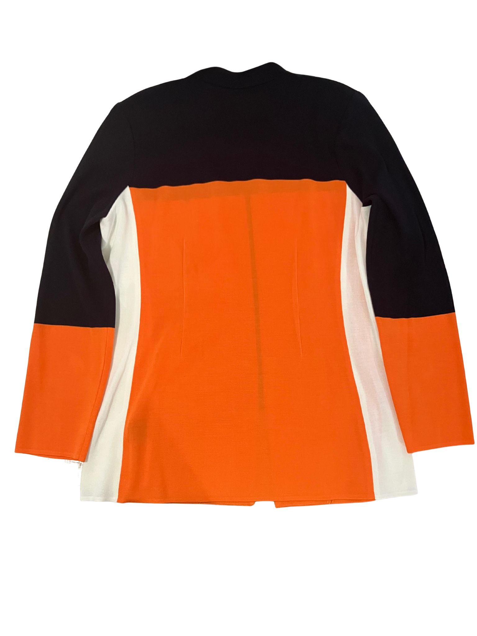 Misook Colorblock Knit Jacket – Black Orange White – Women's XL