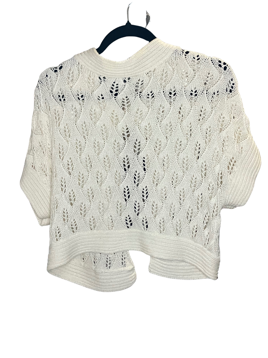 Nine West Open Knit Shrug Cardigan Women's Ivory Pointelle Short Sleeve