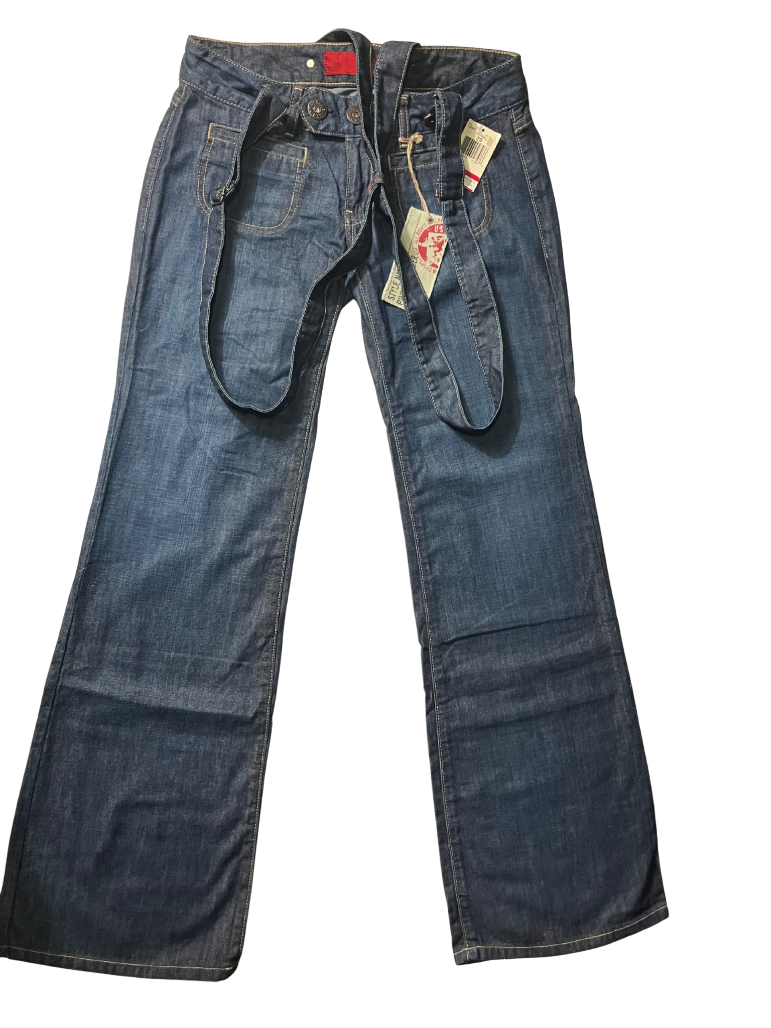 Vintage Guess Jeans Suspender Denim Size 29 NWT Made in USA Y2K Deadstock