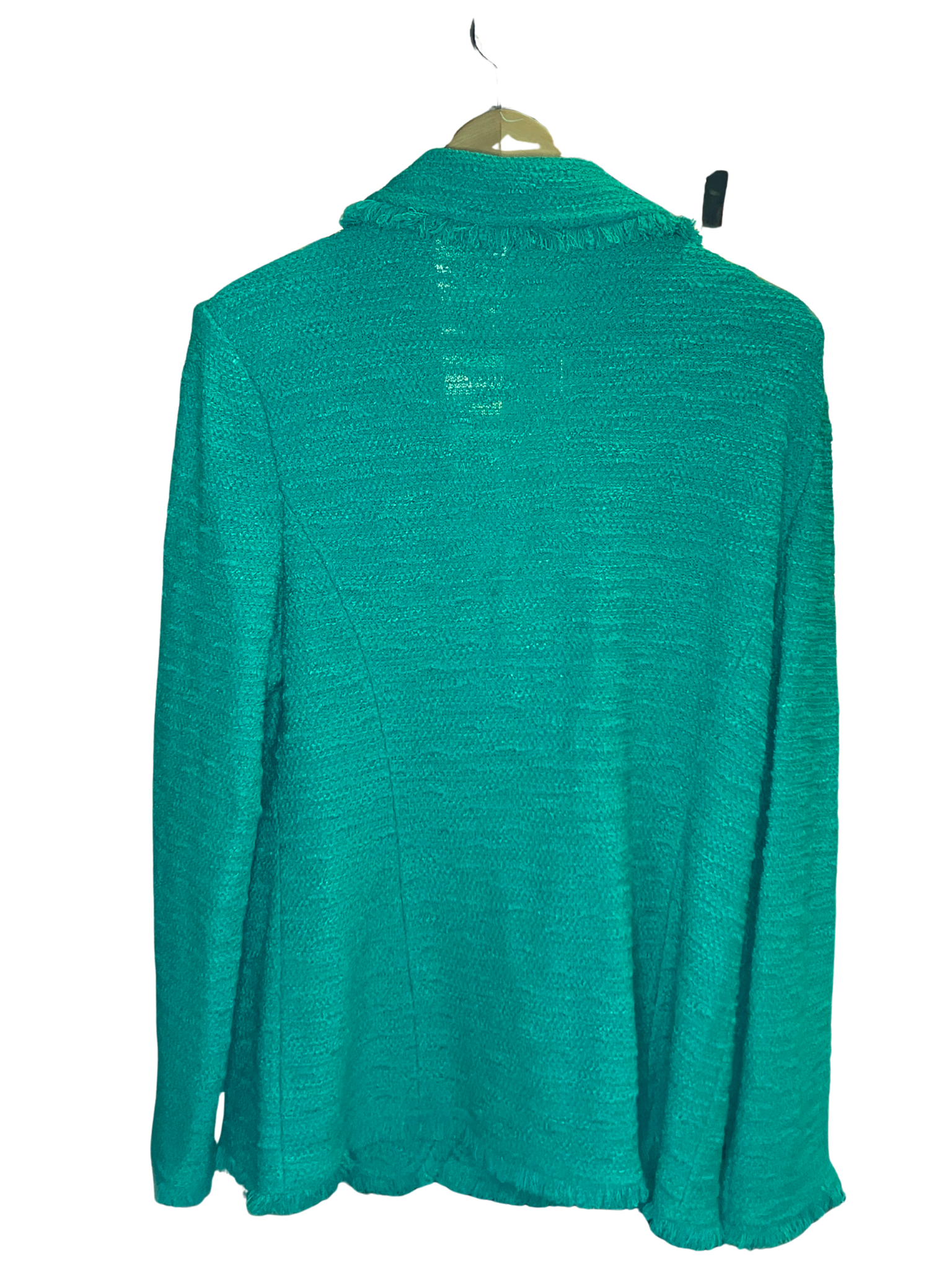 St. John Turquoise Boucle Knit Blazer Size 14 Made in USA - Like New