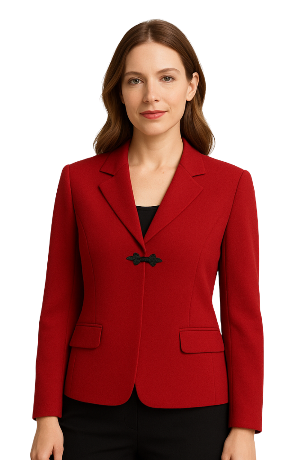 Tahari Arthur S. Levine Red Blazer Women’s Size 10P Black Frog Closure