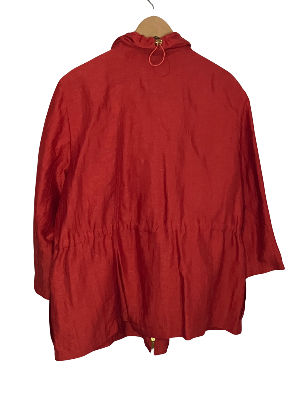 Lafayette 148 New York Red Anorak Jacket XL – Silk Blend Drawstring Coat