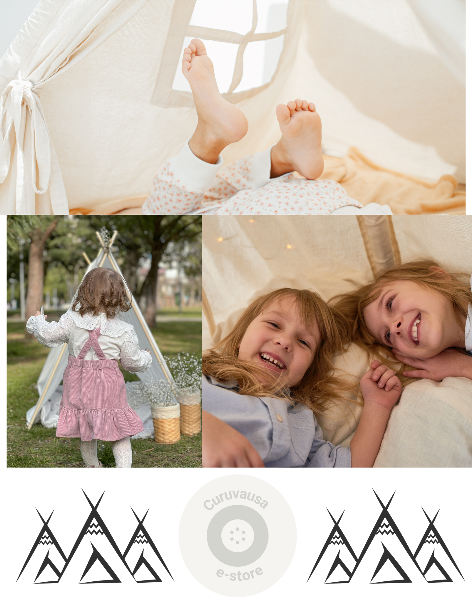 Windyun 4-Pack Kids Teepee Tent Set with Mattresses, Lights & Blankets