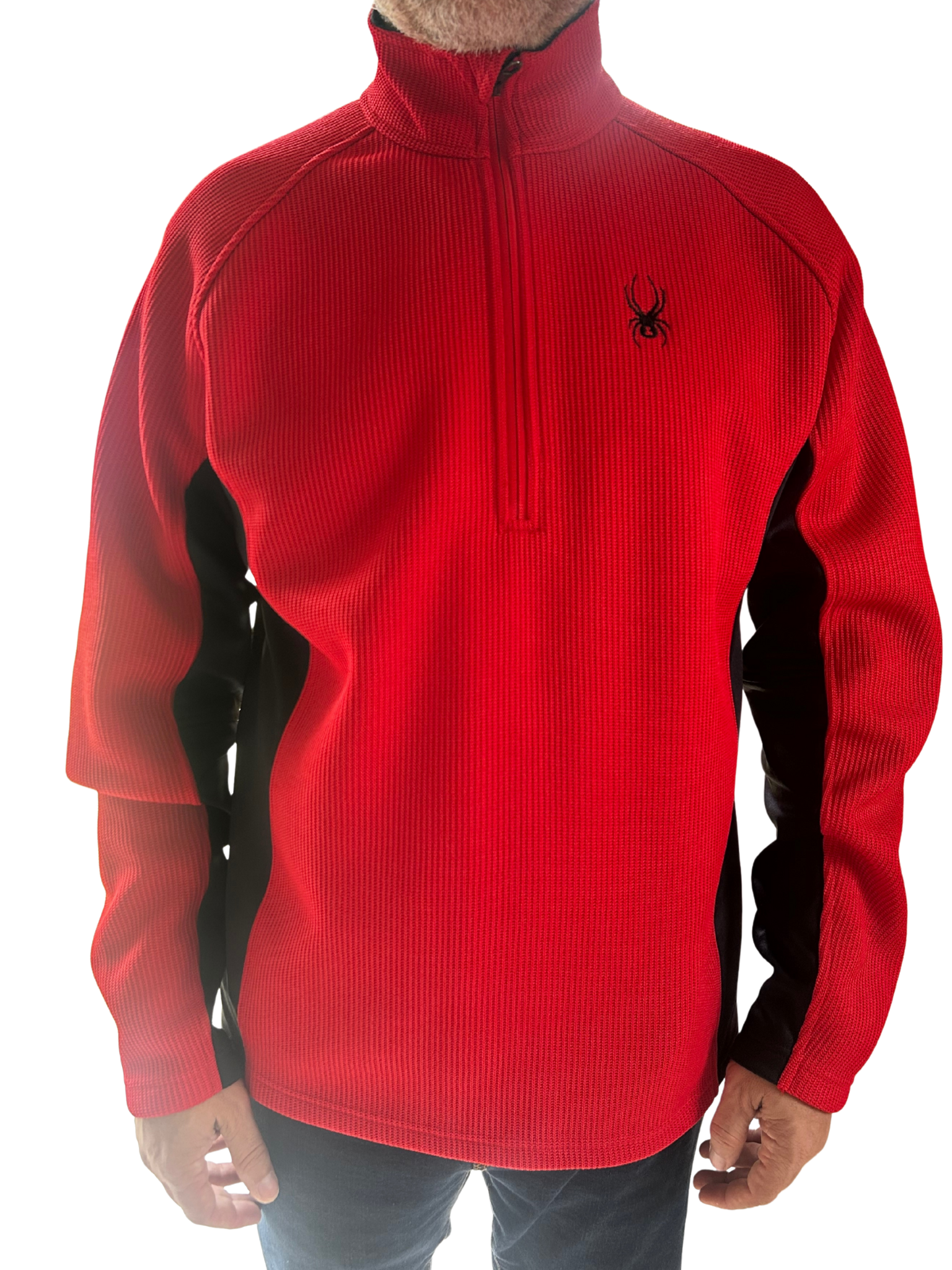 Spyder Men's Quarter-Zip Pullover Red Black Fleece Outdoor M