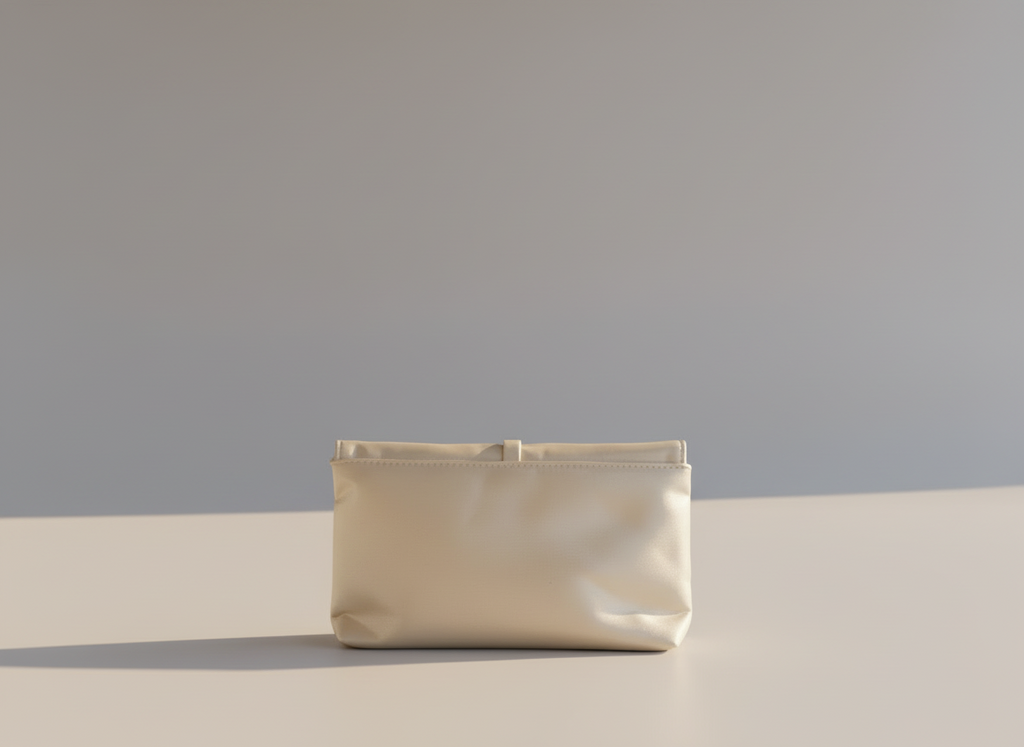 Emirates First Class x BVLGARI Amenity Kit – Cream Satin Cosmetic Clutch