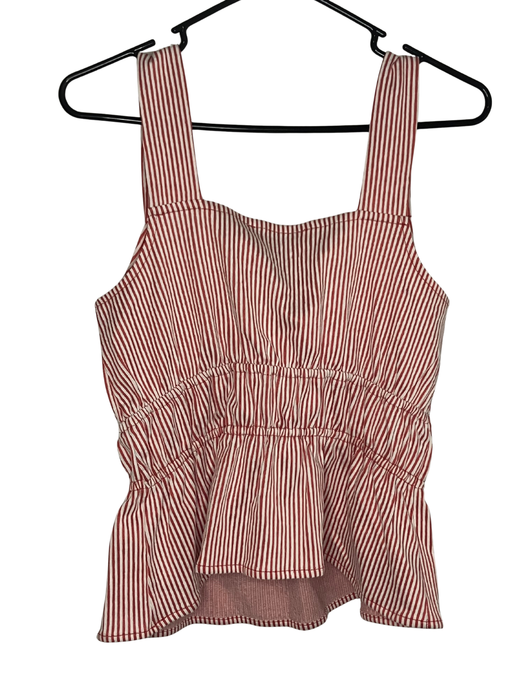 LOFT Red White Striped Sleeveless Top Size M - NWT Nautical Peplum