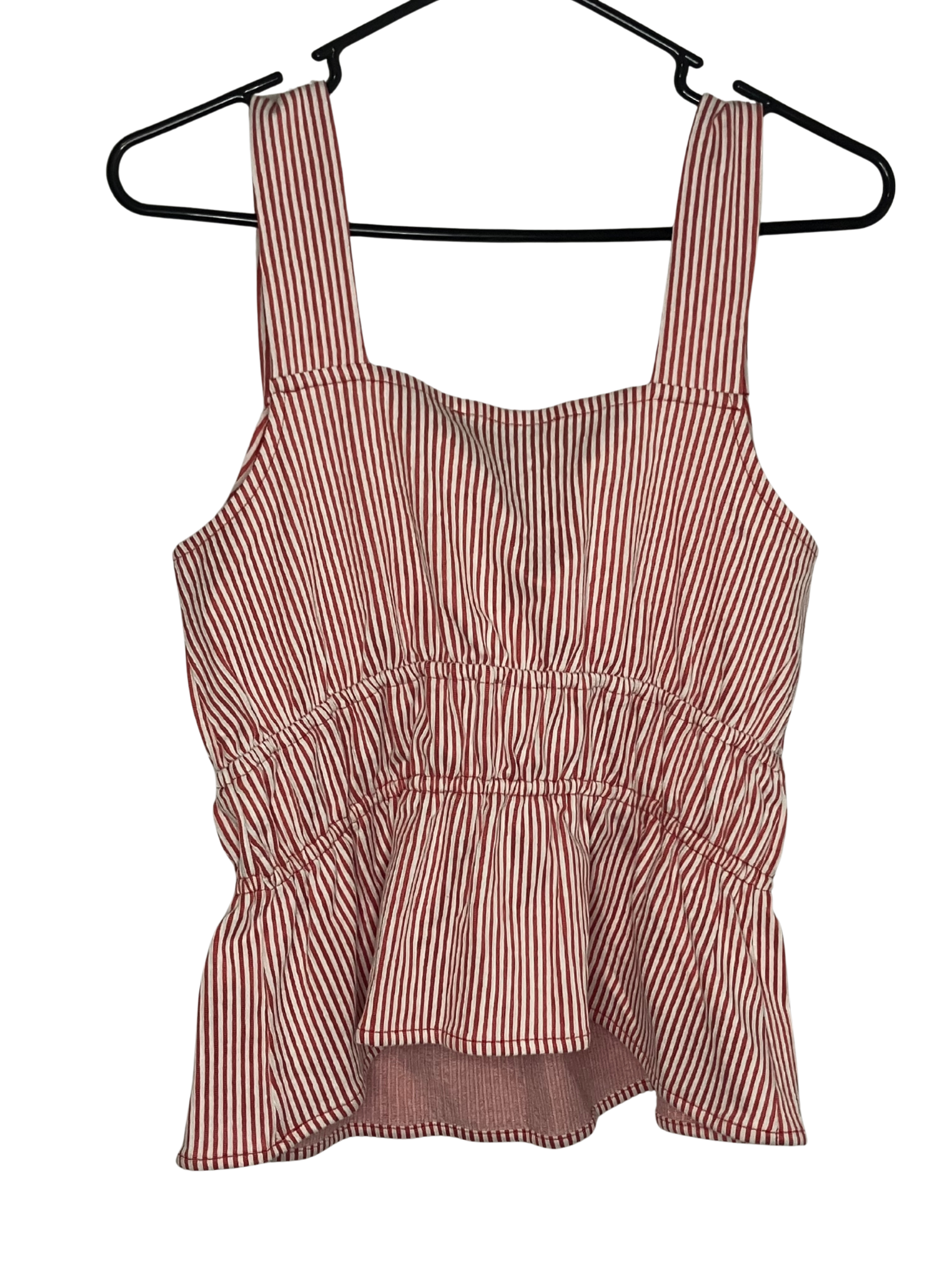 LOFT Red White Striped Sleeveless Top Size M - NWT Nautical Peplum