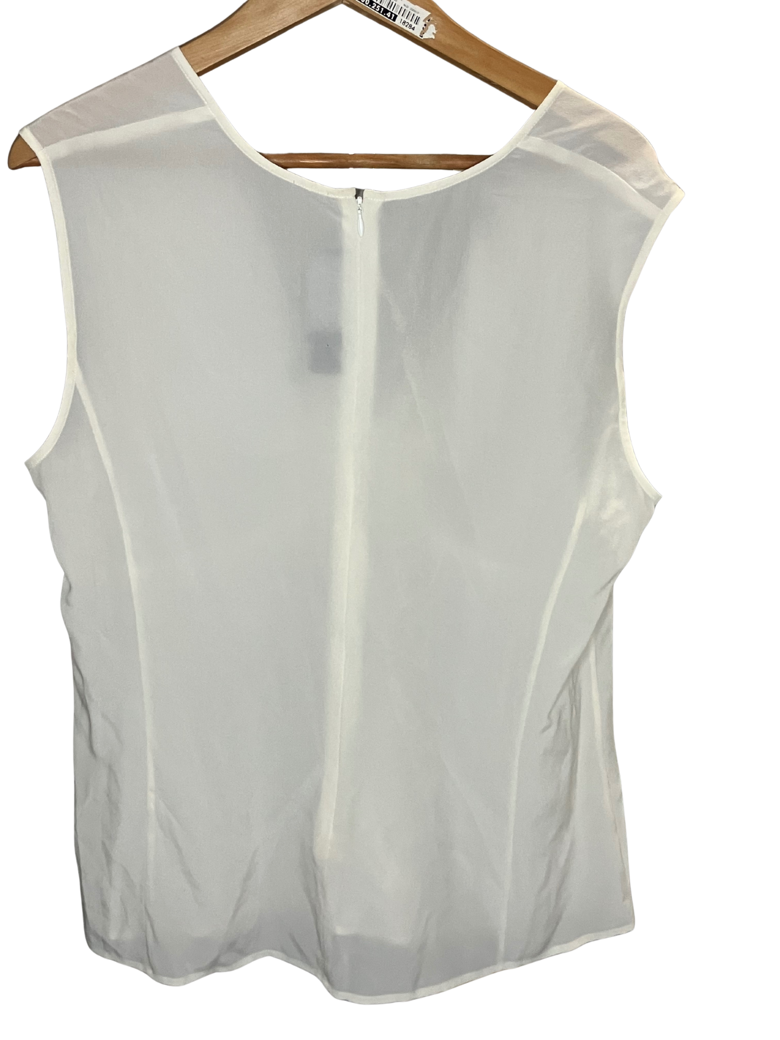St. John Couture Ivory Silk Draped Twist Front Sleeveless Top Size 14