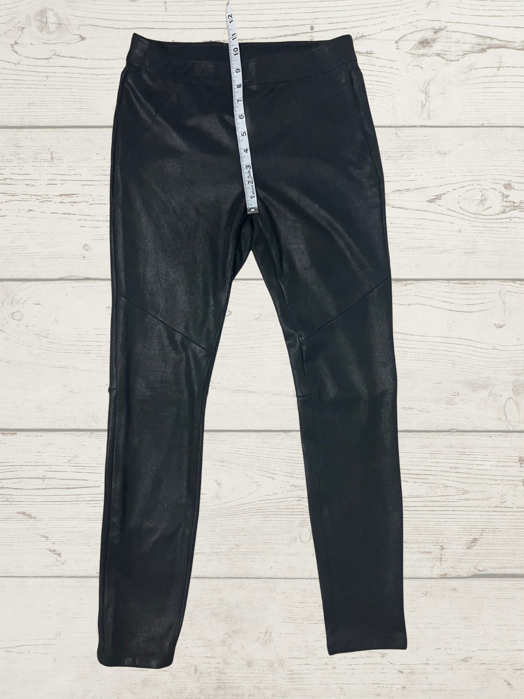 Free People — Leggings | Faux leather paneling, deep black · Sz 4