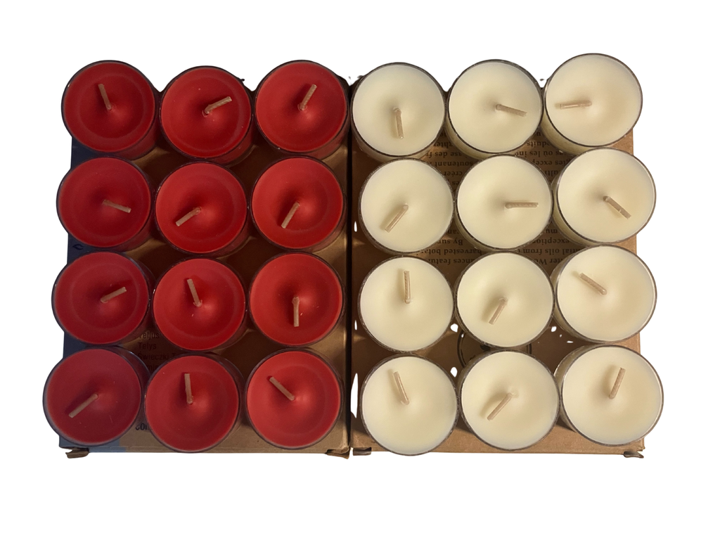 Partylite Light Candles Set - 24 Pack Red & Cream Aromatherapy Candles