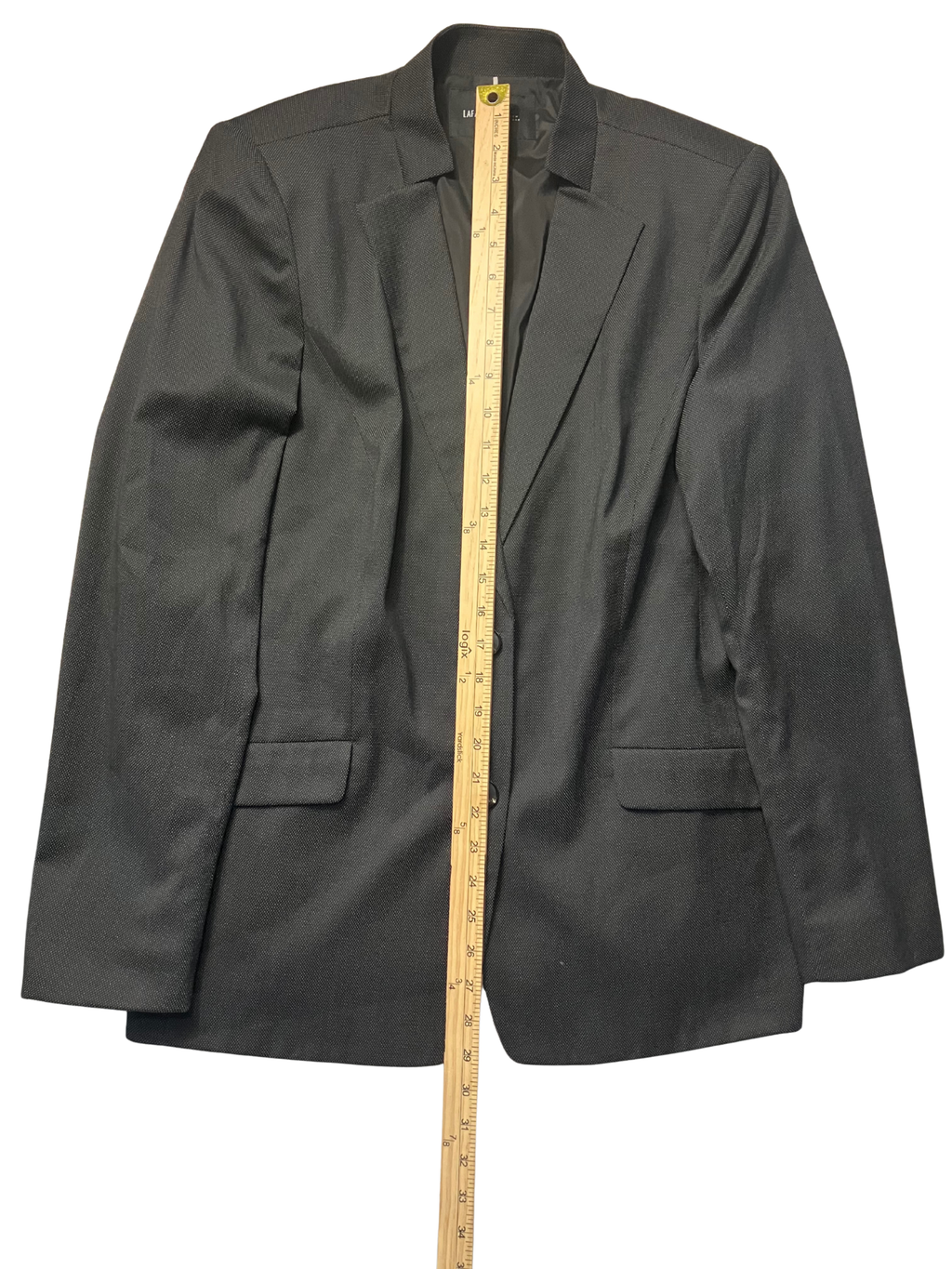 Lafayette 148 New York Black Wool Blazer Size 16 Tailored Two-Button Jacket