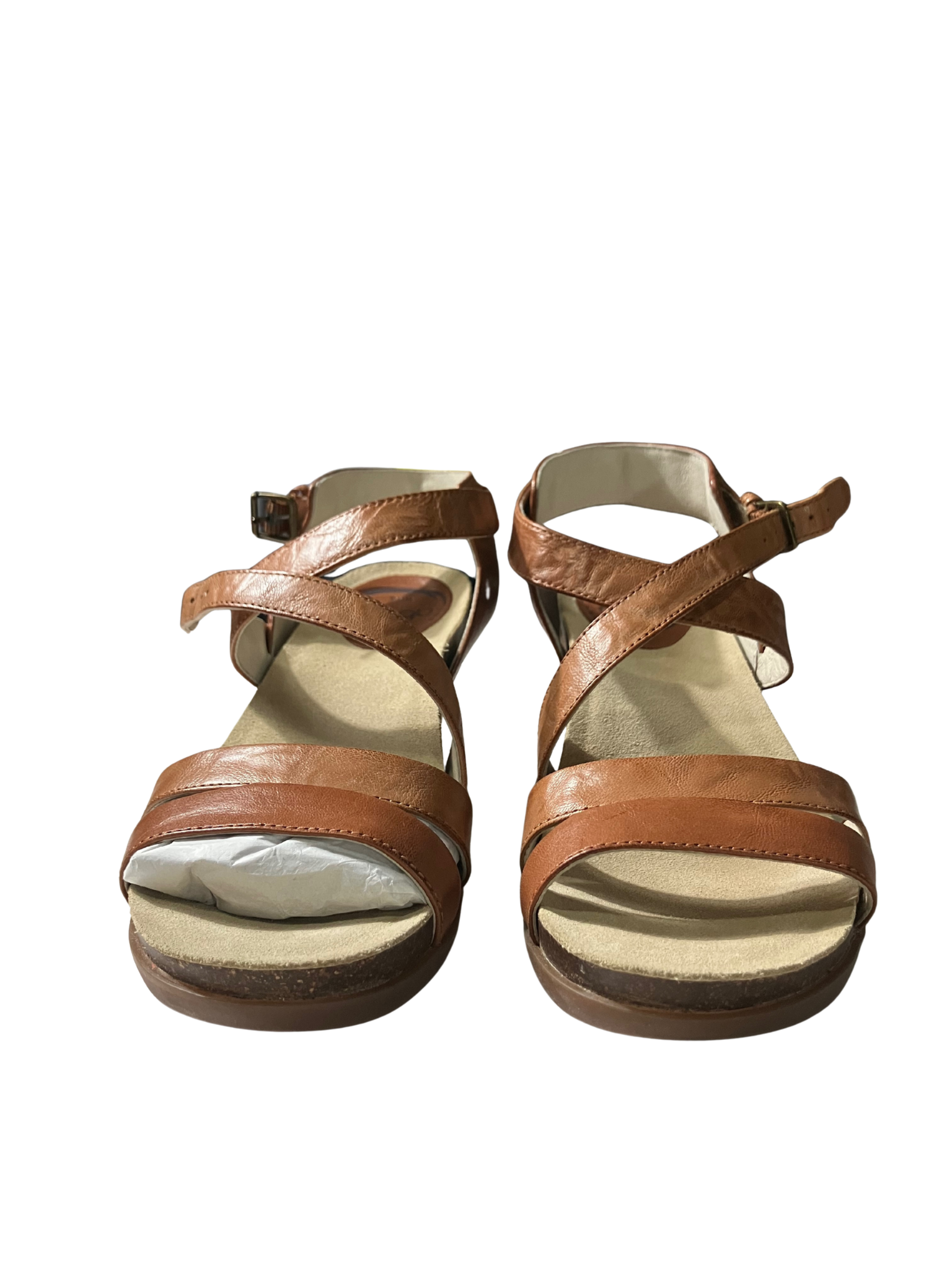 Abeo Biana Brown Leather Heeled Sandals - Size 6 Narrow
