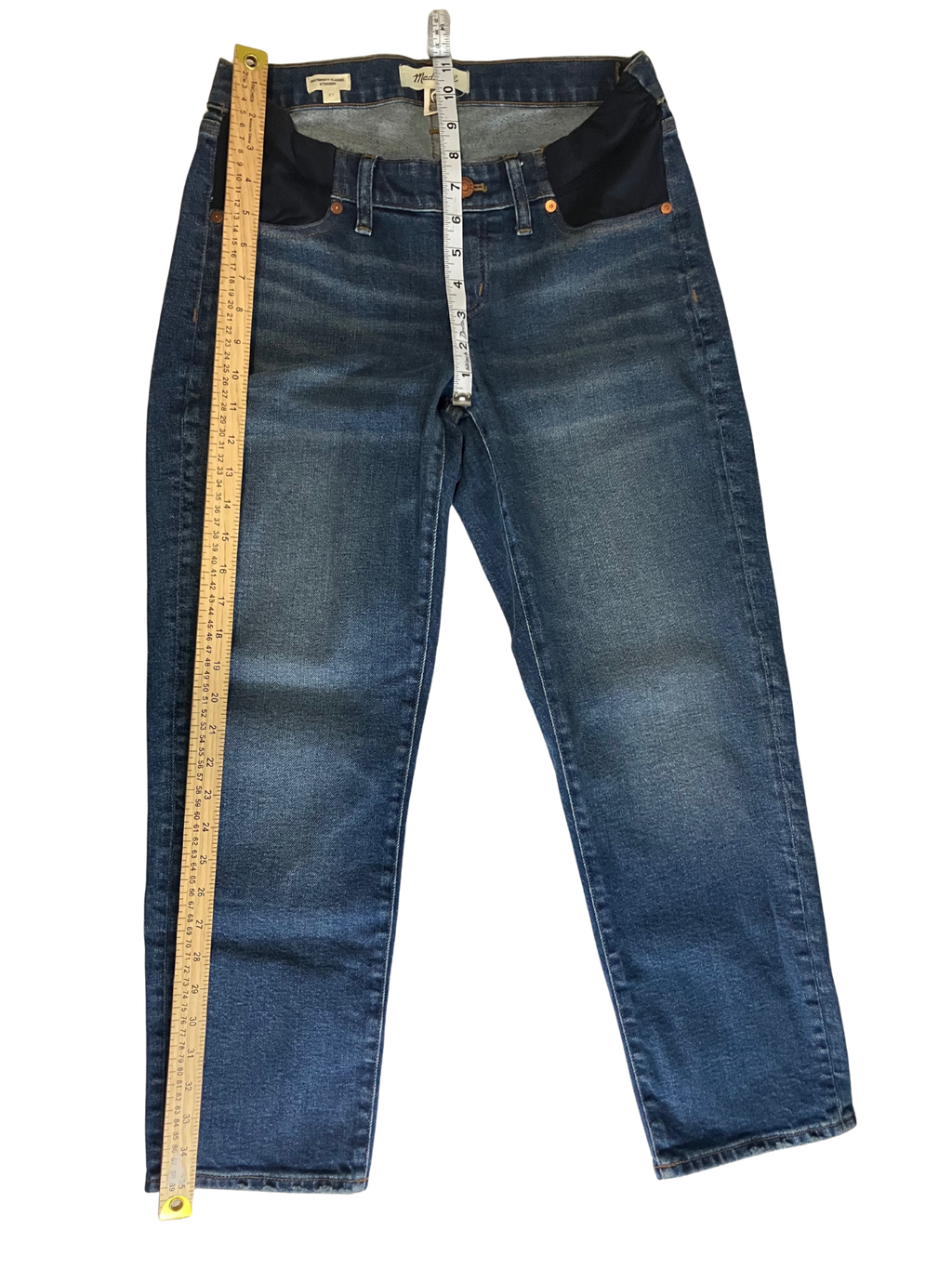 Madewell Maternity Classic Straight Jeans Size 27 Side Panel Stretch Denim