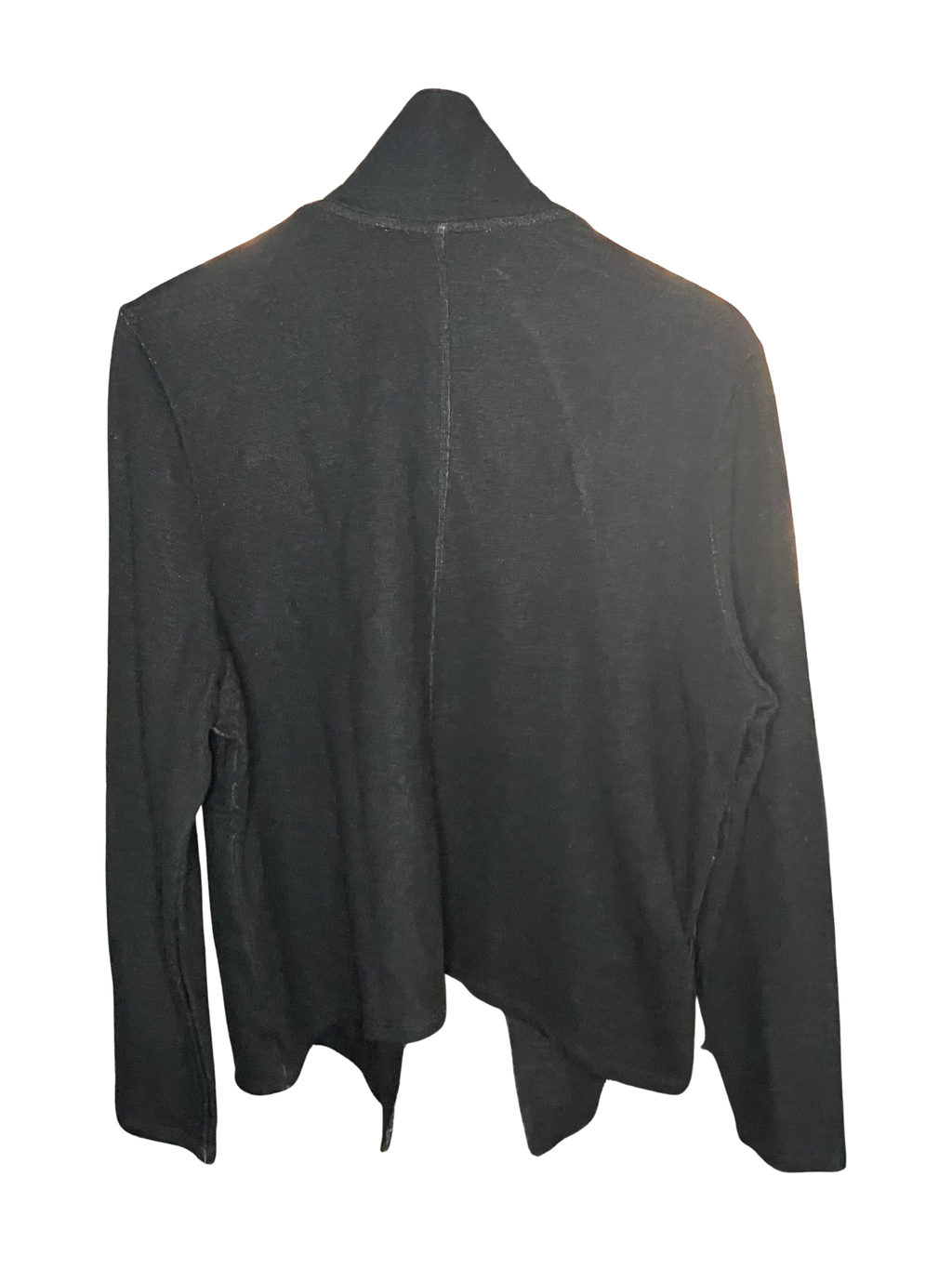 Peruvian Connection Black Open Front Cardigan Jacket Size XL