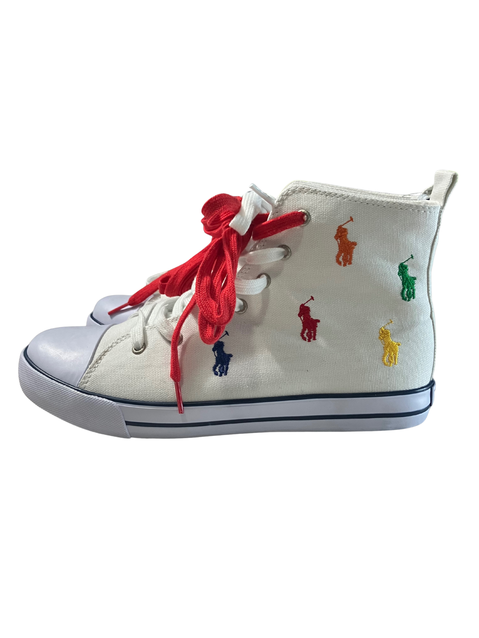 Polo Ralph Lauren High-Top Canvas Sneakers Multicolor Embroidered Logo Size 7