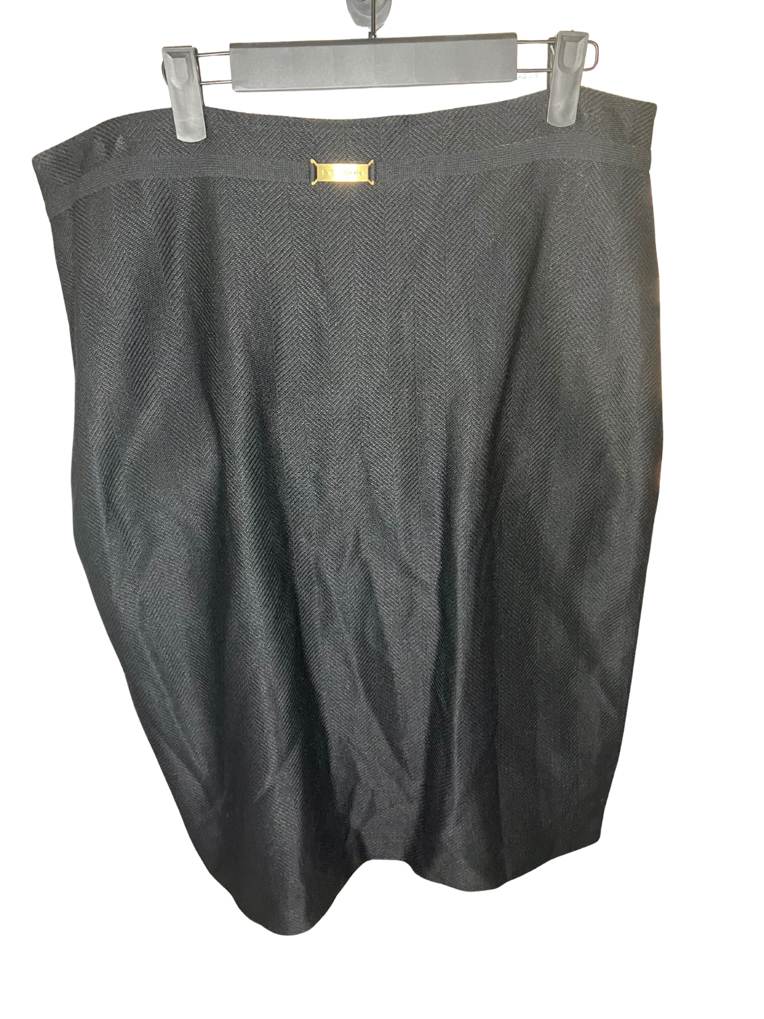 St. John Caviar Black Chevron Knit Skirt Size 14 NWT Made in USA