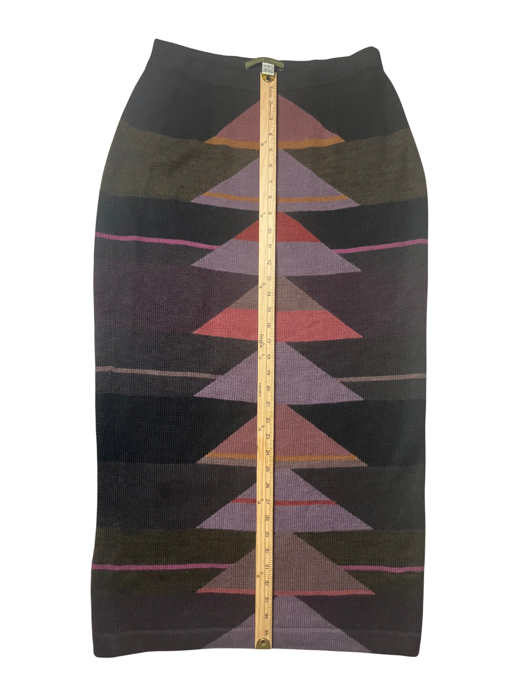 Peruvian Connection — Intarsia Knit Skirt | Baby alpaca & wool, geometric pattern · Sz L