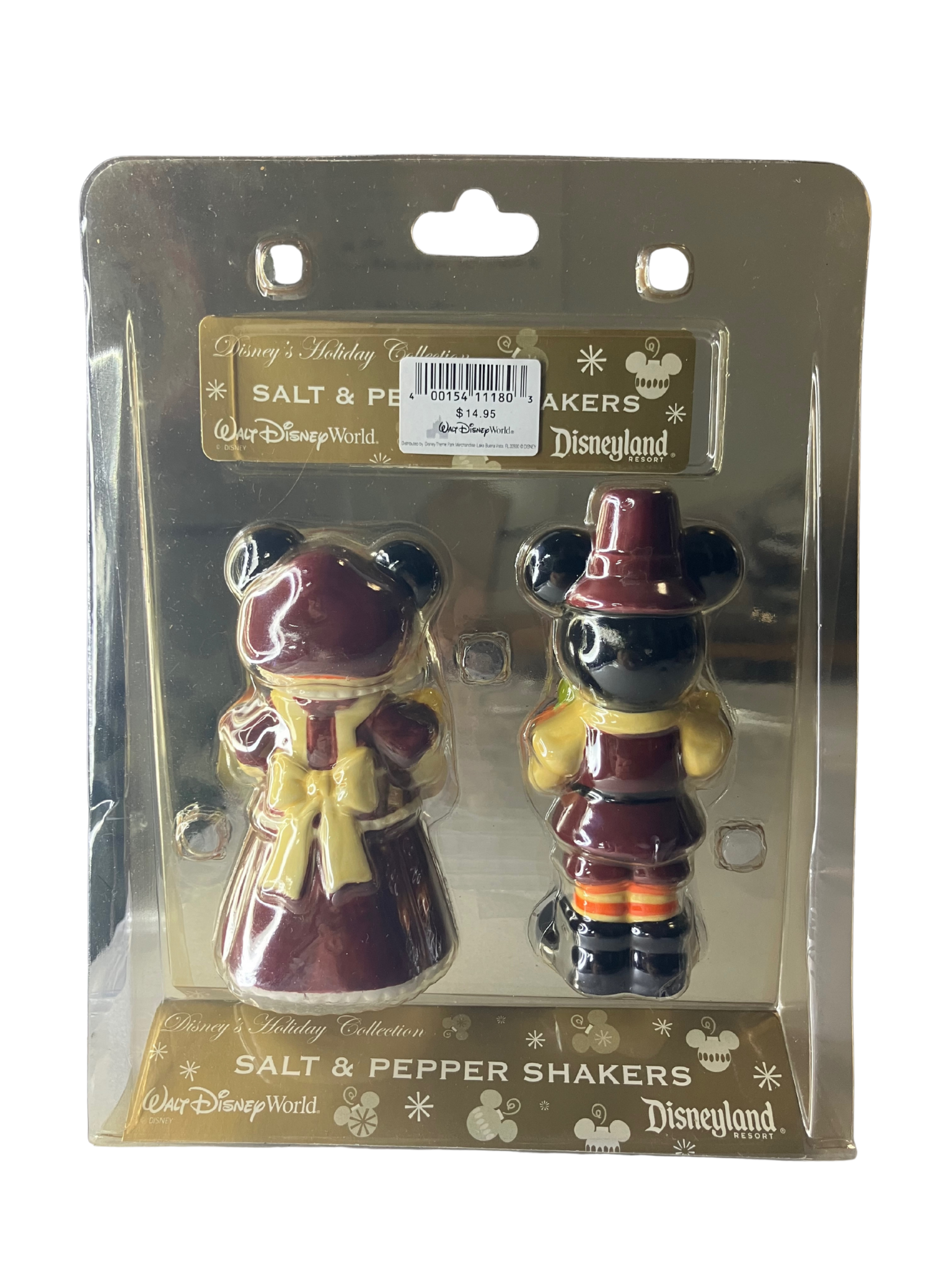 Disney Holiday Collection Mickey Minnie Salt & Pepper Shakers Set New in Box