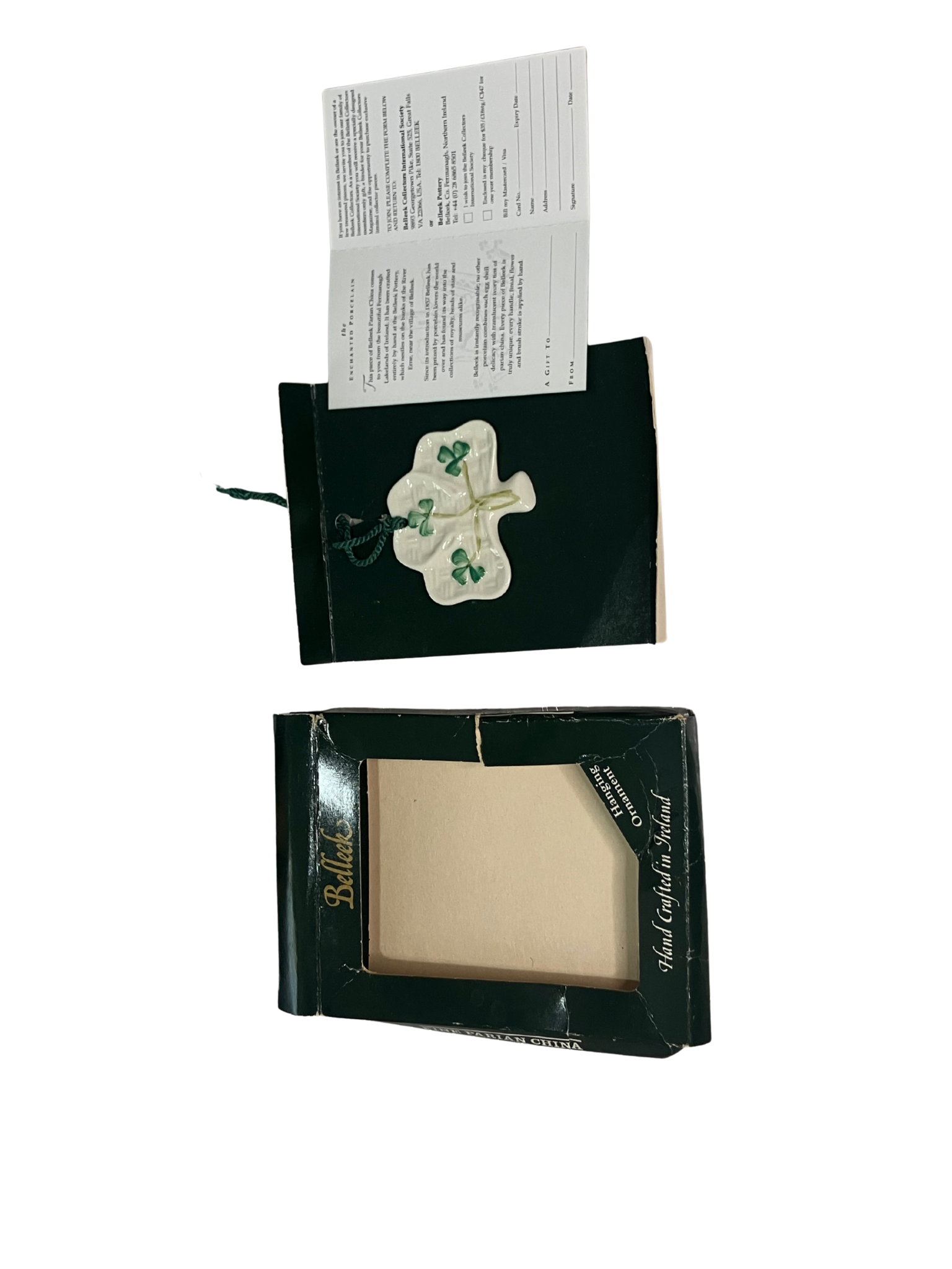 Vintage Belleek Ireland Shamrock Ornament 1965-1980 - Hand Crafted