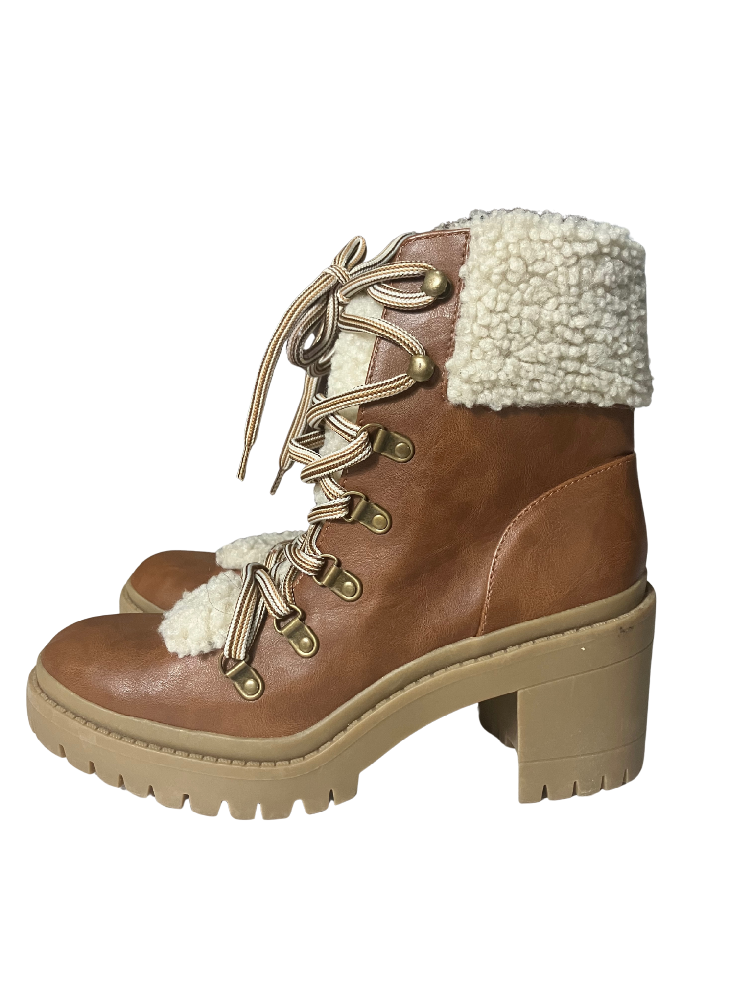 Universal Thread Brown Sherpa-Lined Lace-Up Winter Boots - Size 9.5