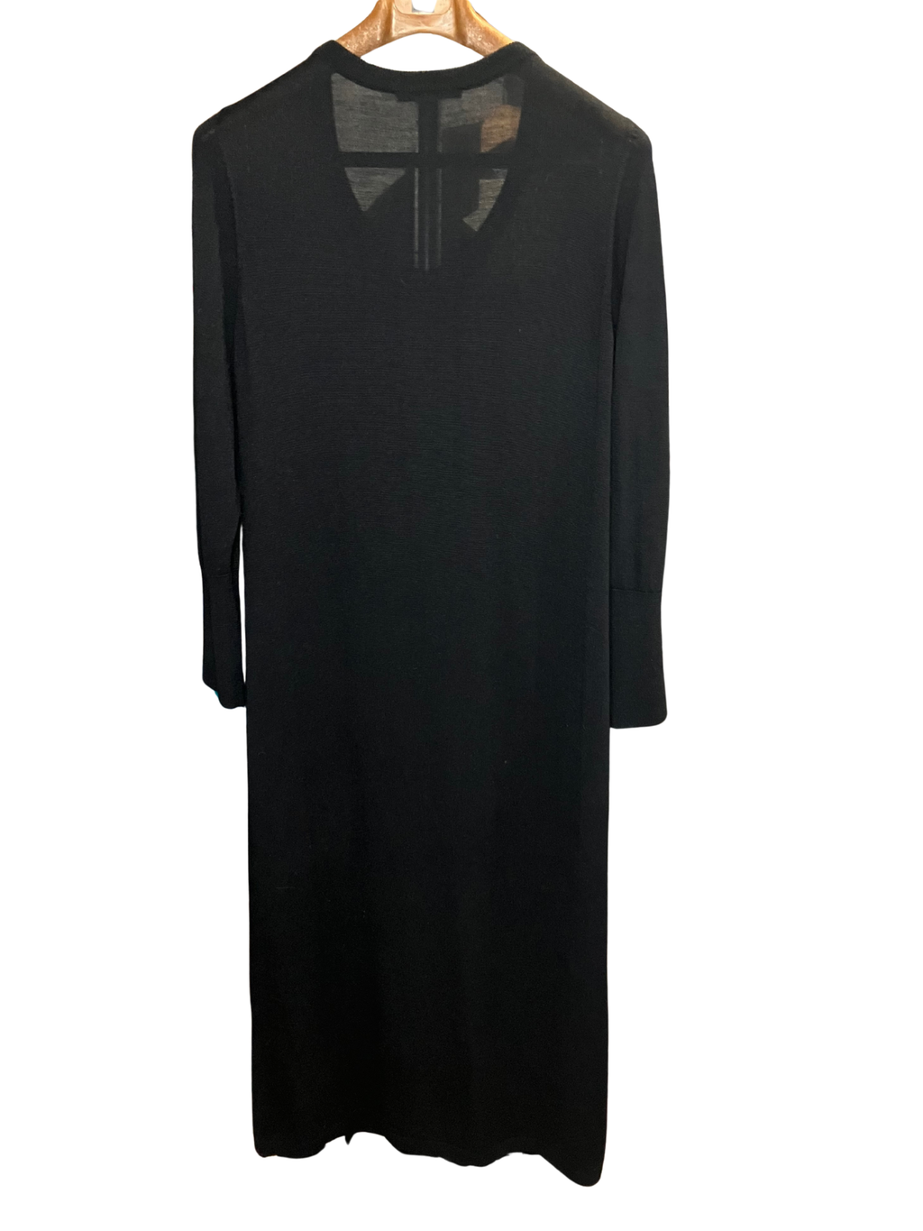 Peruvian Connection Black Wool Silk Cardigan Duster Midi Long Sleeve