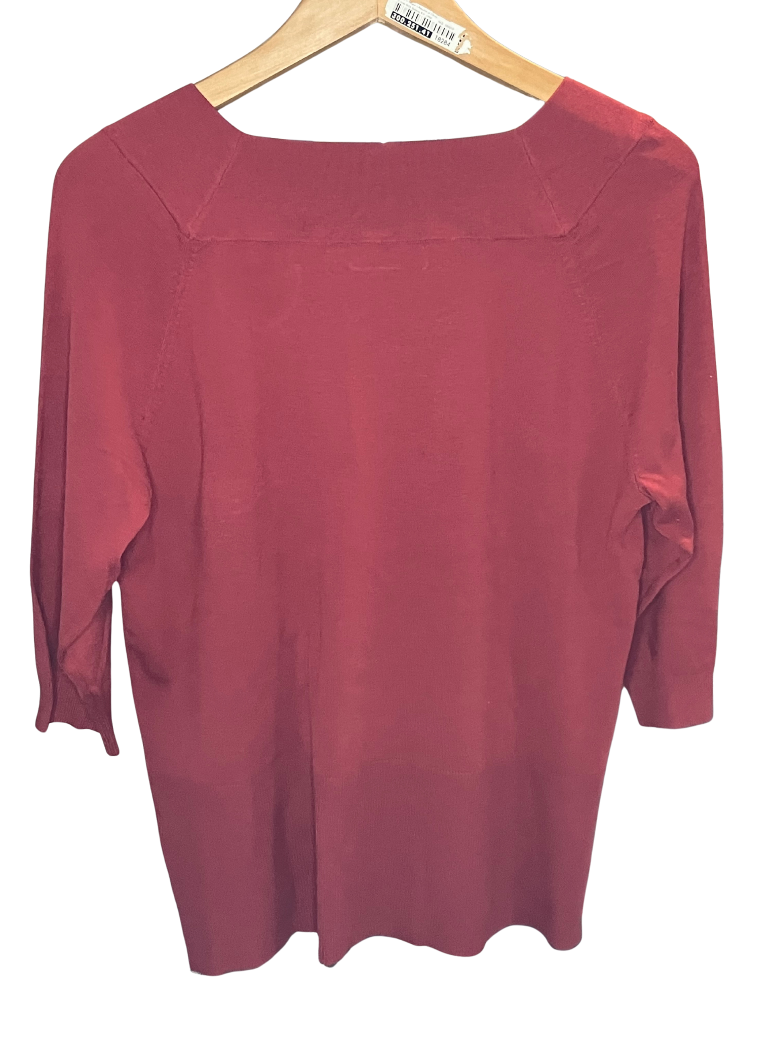 Josephine Chaus Deep Red Silk Blend 3/4 Sleeve Sweater with Ring Detail Size L