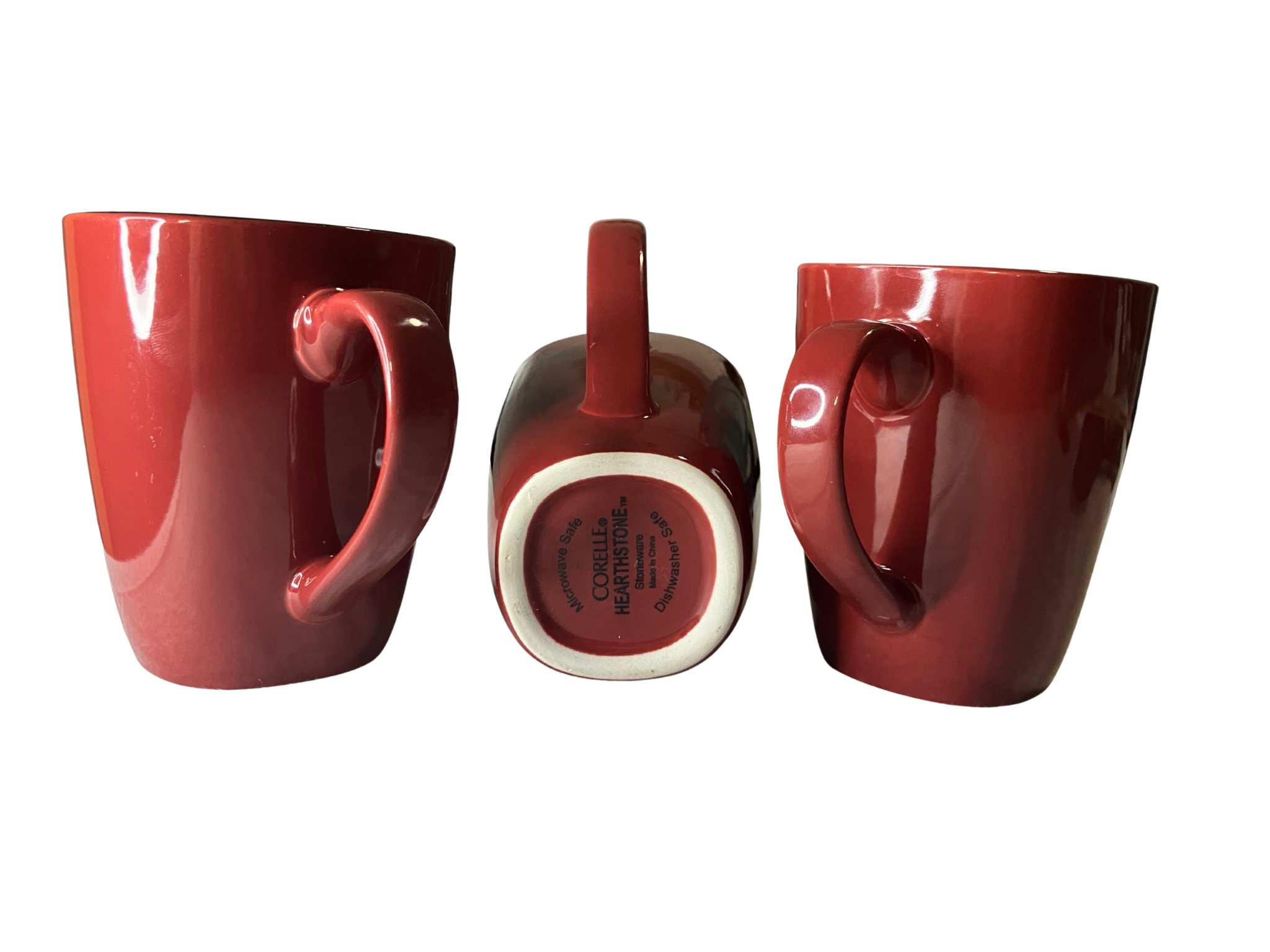Corelle Hearthstone Red & Black Stoneware Coffee Mugs Set of 3