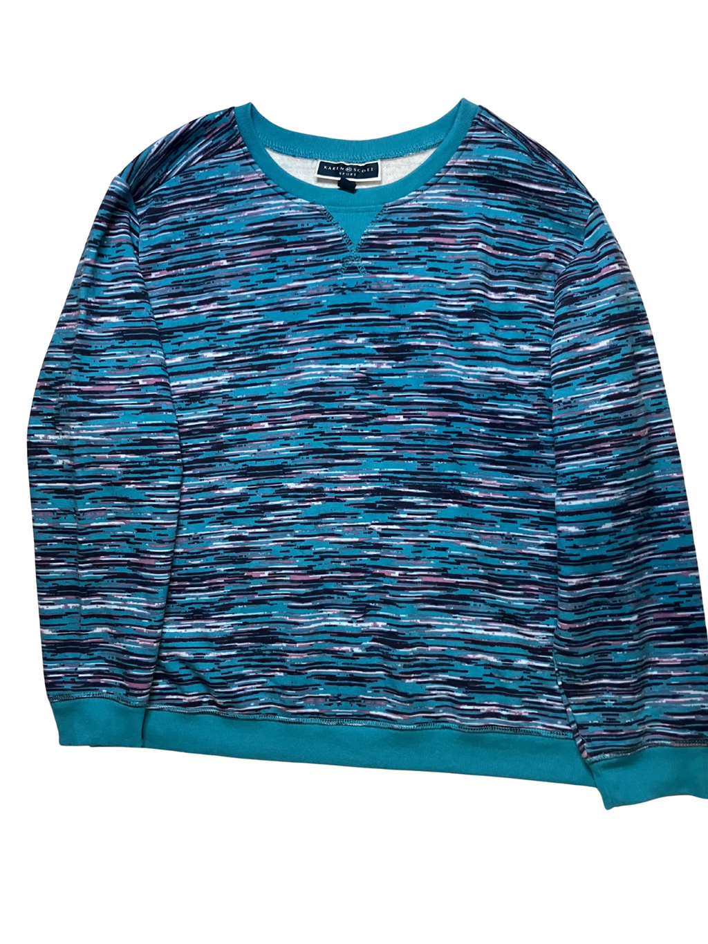 Karen Scott Sport Space Dye Sweatshirt Turquoise Purple Plus XL PXL