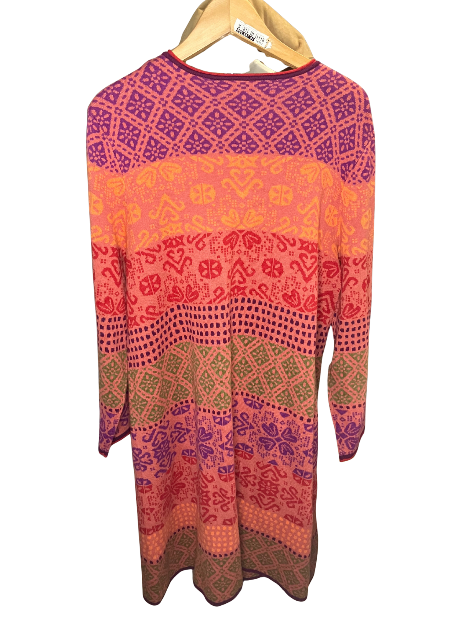 Gudrun Sjödén Multicolor Knit Cardigan Dress Geometric Floral Size L
