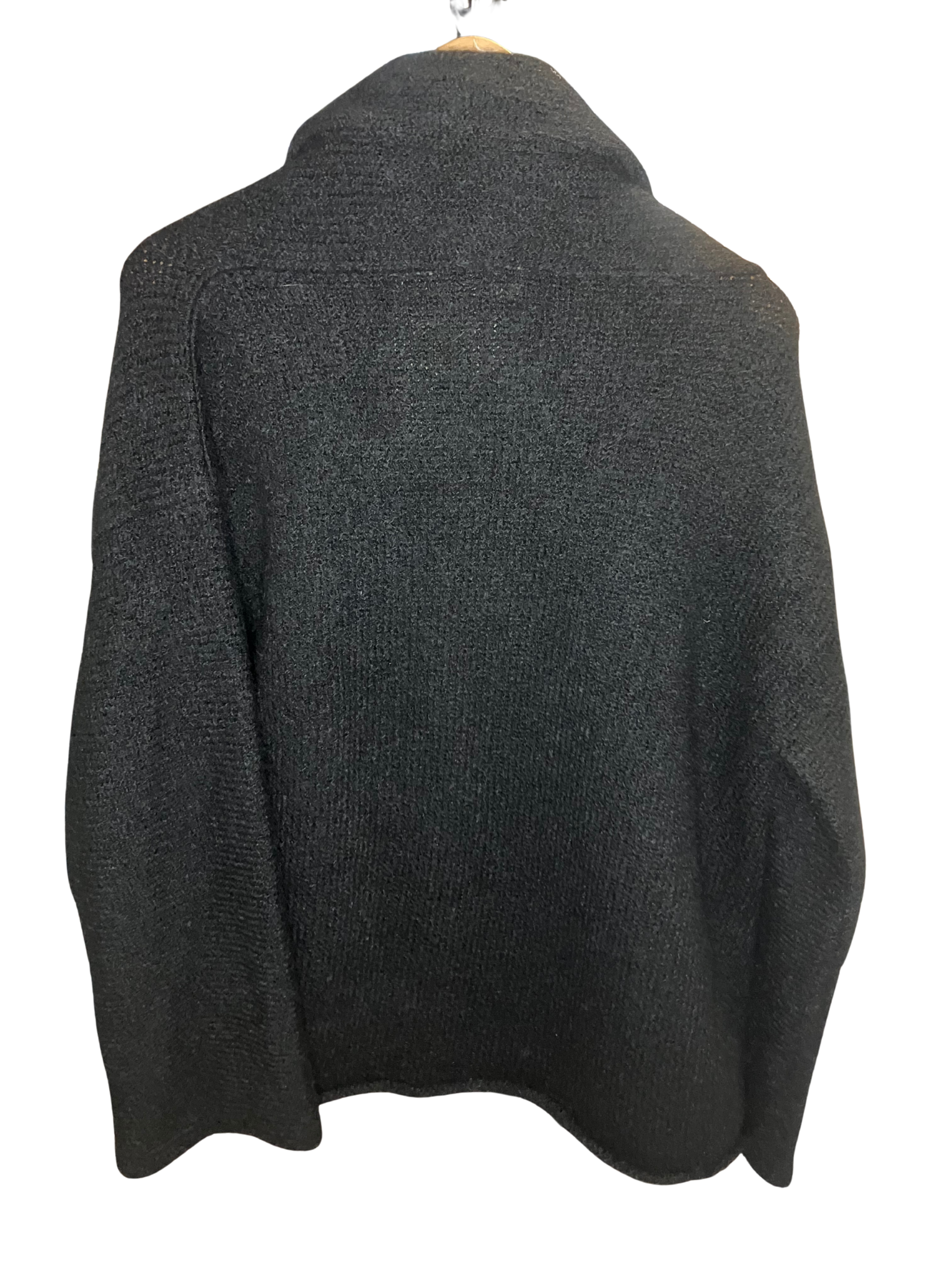 Peruvian Connection Black Bouclé Shawl Collar Cardigan Coat Size L NWT