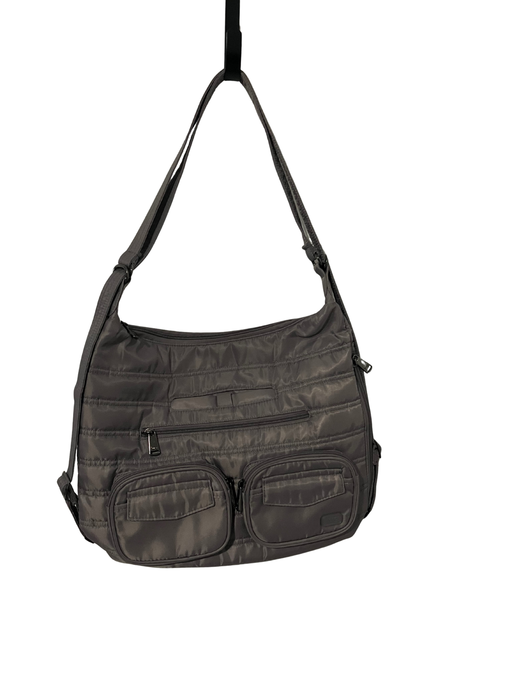Lug Zipliner Quilted Crossbody Shoulder Bag in Gray – Lightweight Travel Organiz