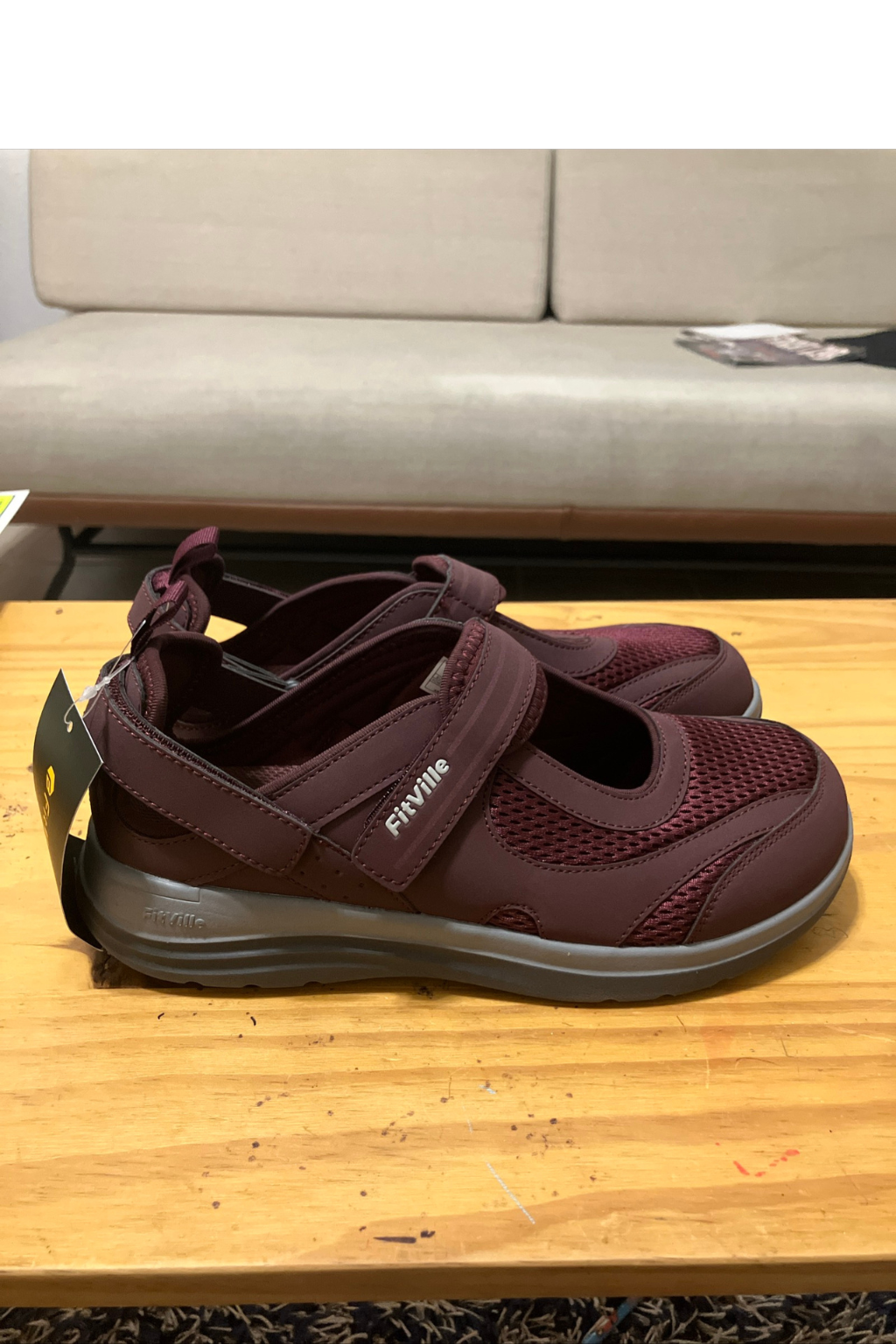 FitVille Women’s Comfort Mary Jane Walking Shoes Size 9.5W Burgundy