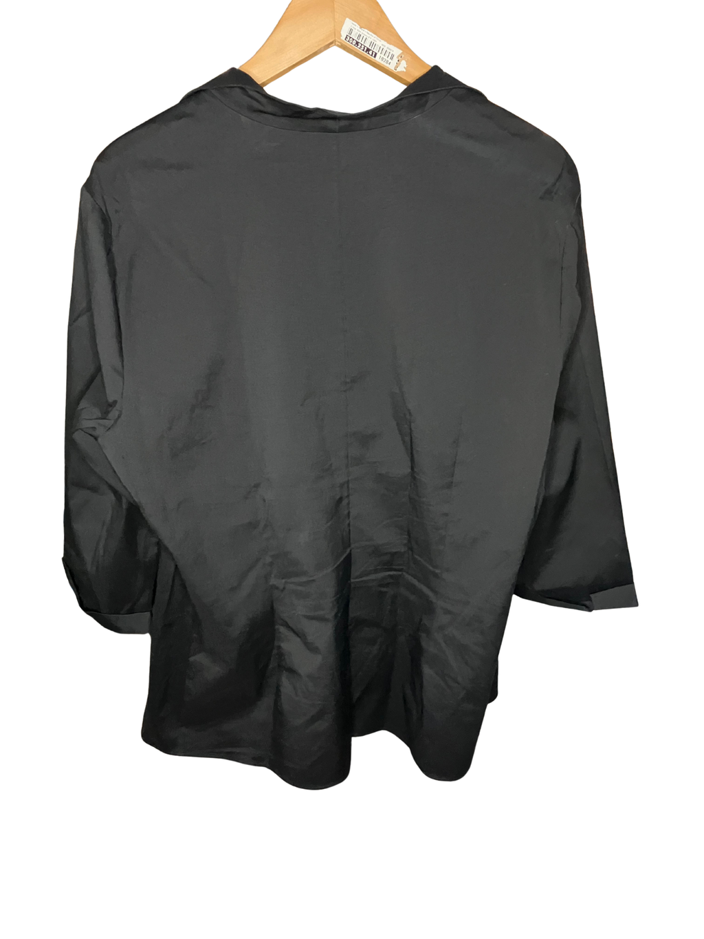 Lafayette 148 New York Black Structured Zip-Front Jacket 3/4 Sleeve Size 16