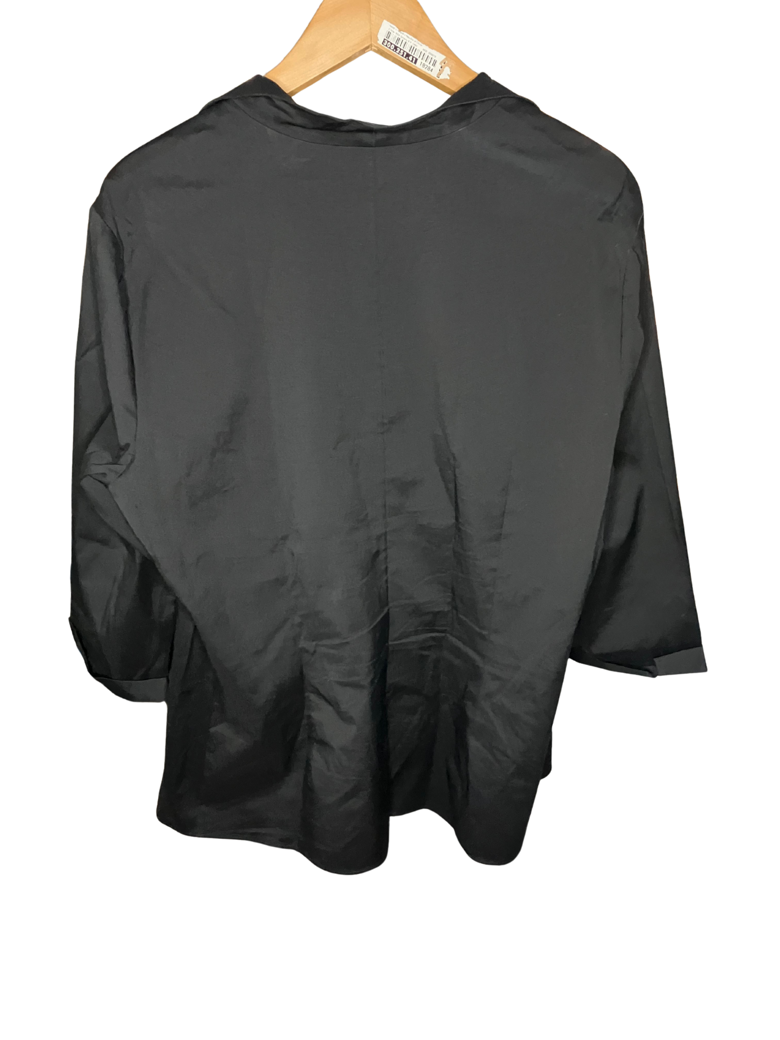 Lafayette 148 New York Black Structured Zip-Front Jacket 3/4 Sleeve Size 16