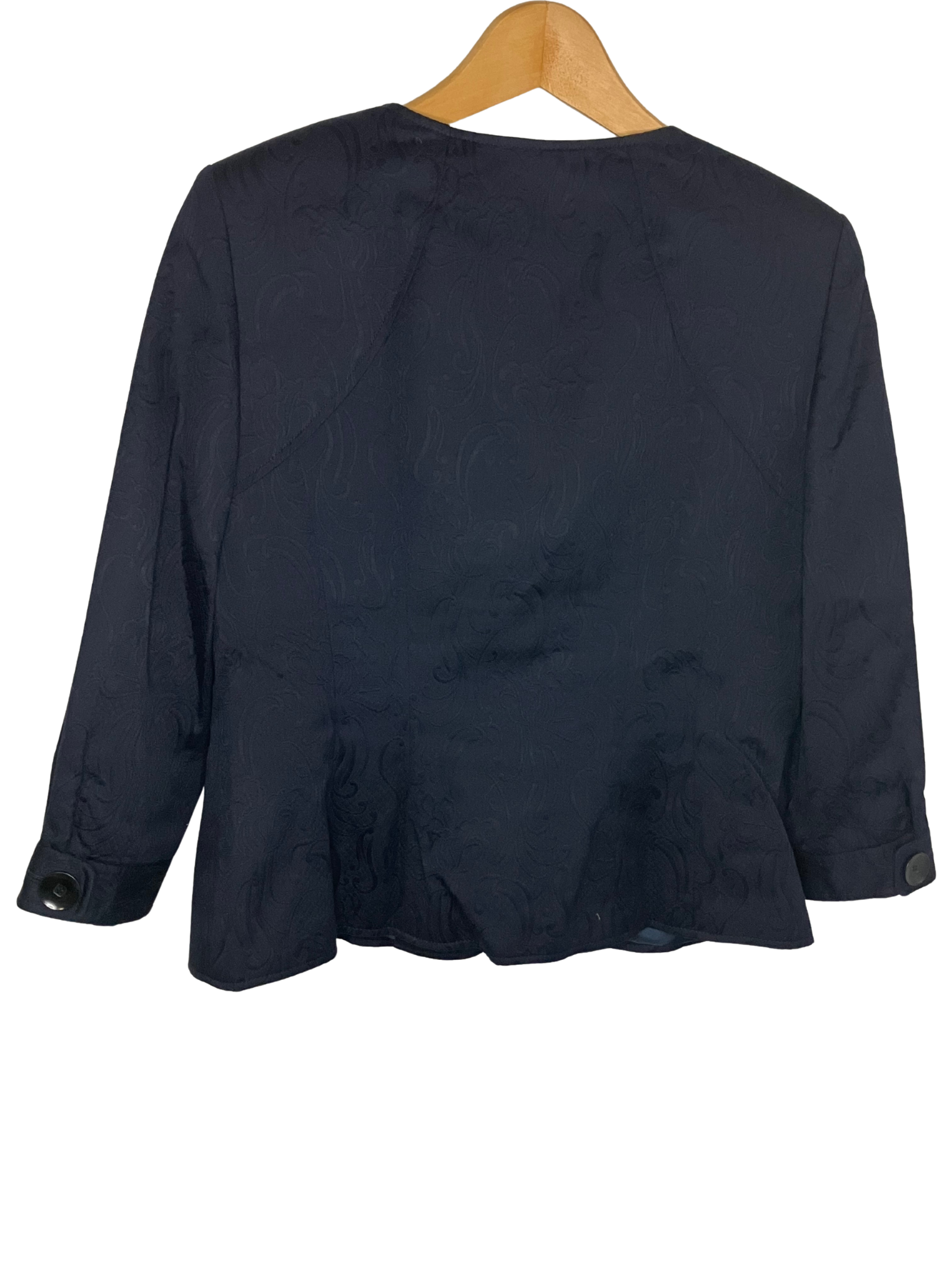 Jones New York Suit Navy Blue Jacquard Blazer 3/4 Sleeve Scoop Neck Size 10