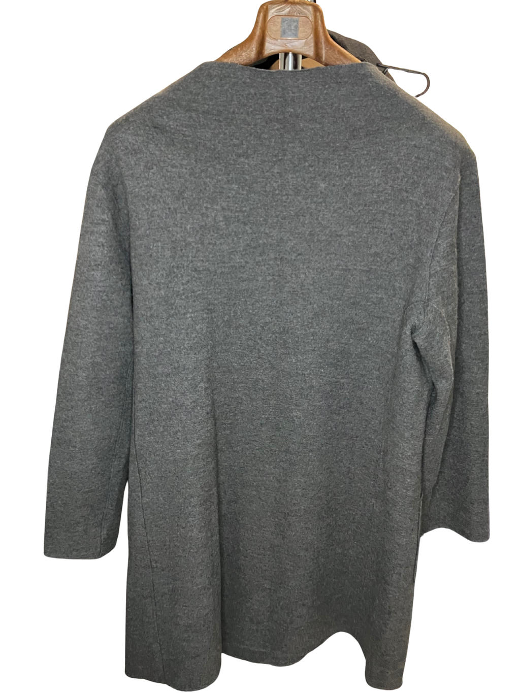 Eileen Fisher Gray Wool Coat Size L – Minimalist Open Front Jacket