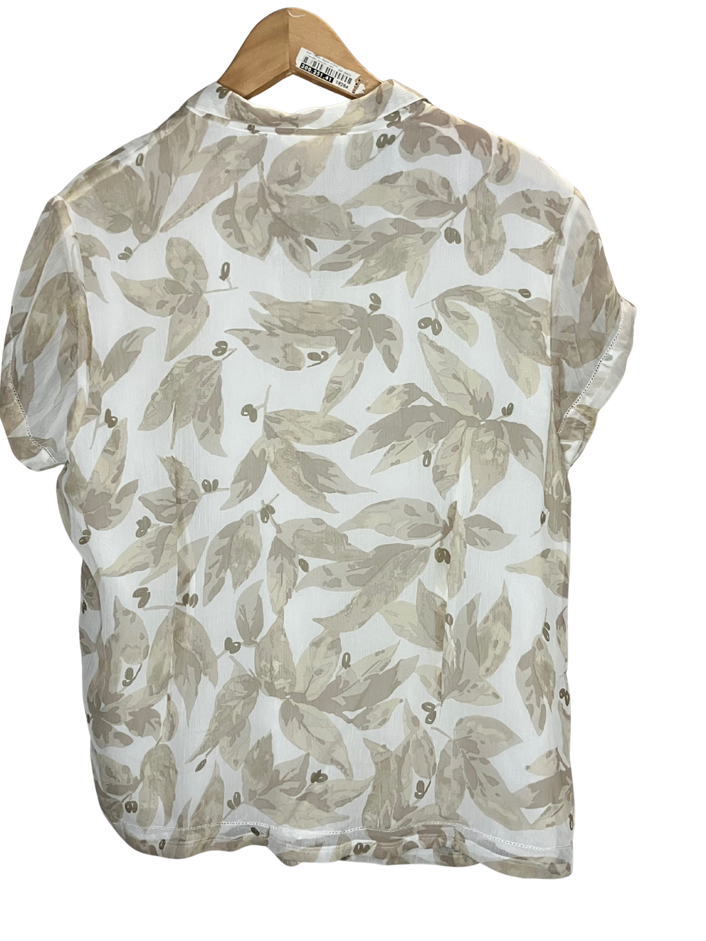 Coldwater Creek Petite Botanical Leaf Print Button-Front Blouse Size PXL