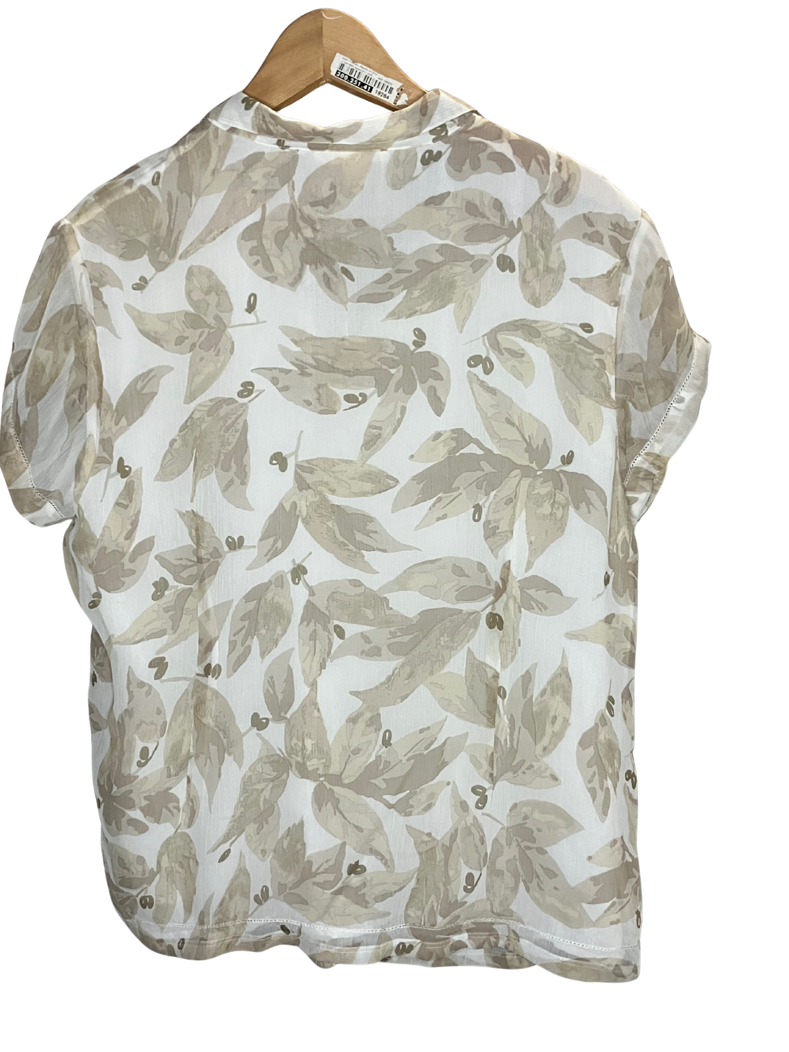Coldwater Creek Petite Botanical Leaf Print Button-Front Blouse Size PXL