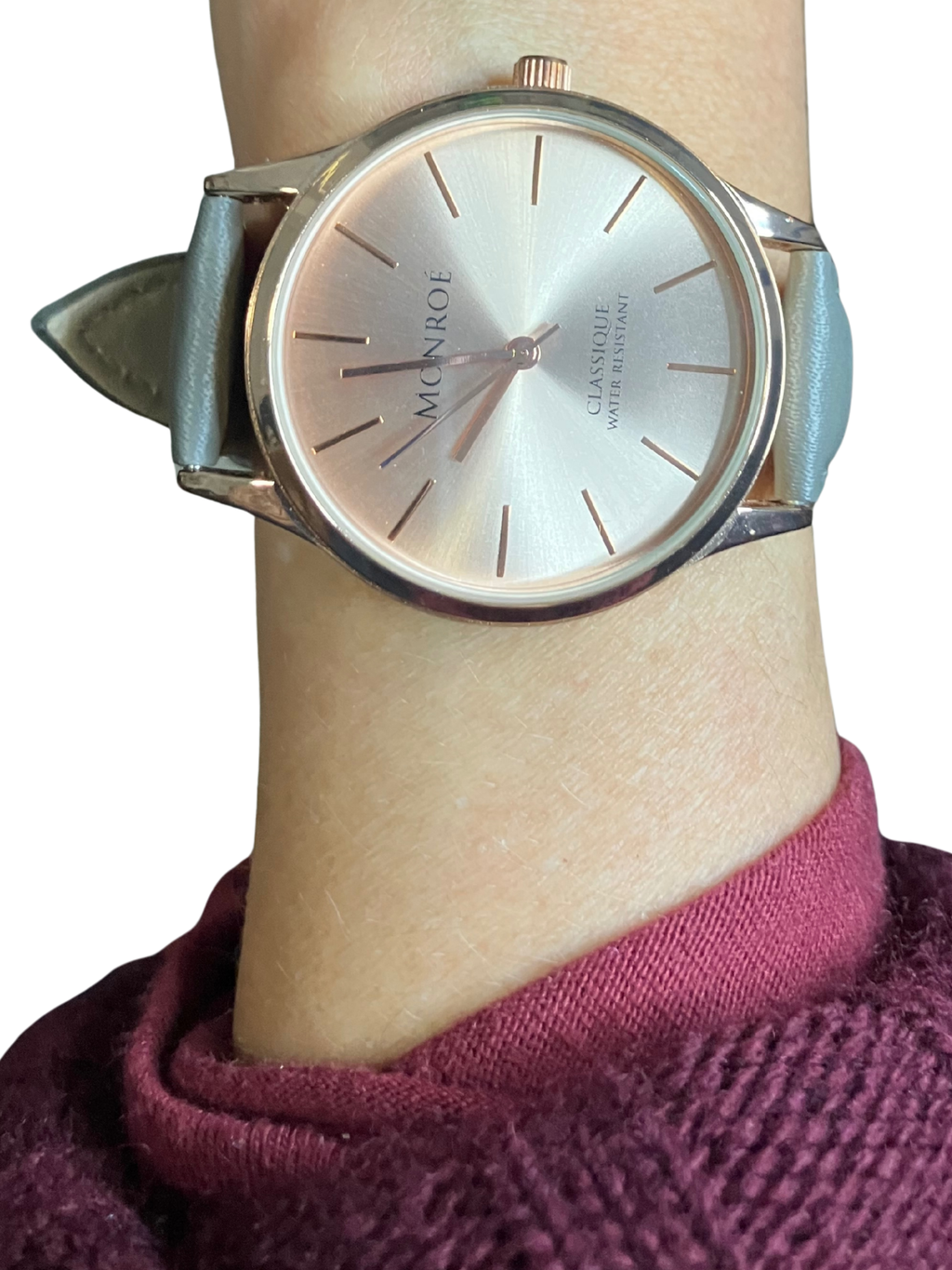 Monroé by Maestro Classique Women's Watch - Rose Gold Gray Leather