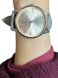Monroé by Maestro Classique Women's Watch - Rose Gold Gray Leather