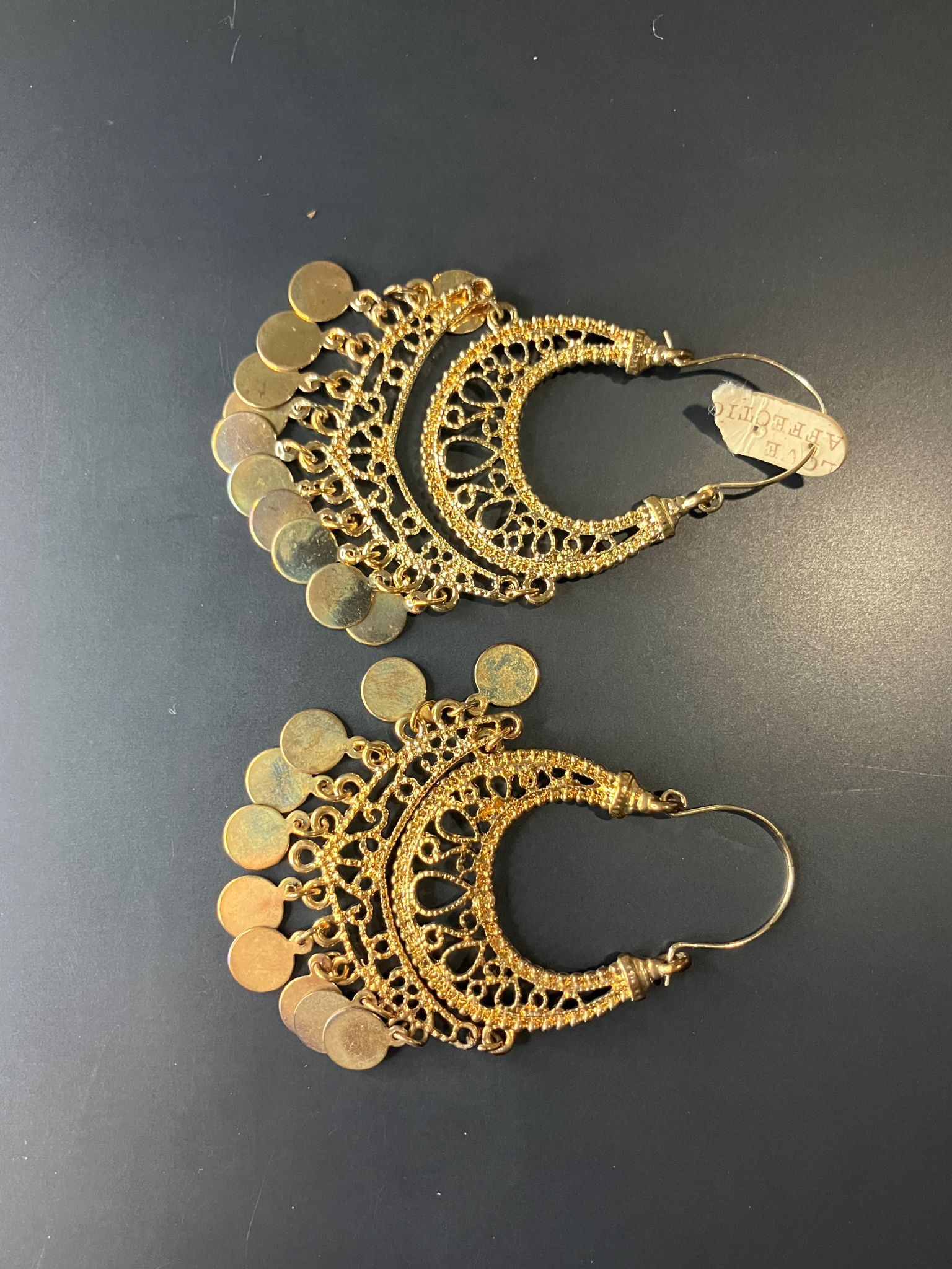 Riah Fashion Boho Chandelier Earrings Gold Filigree Coin Dangle