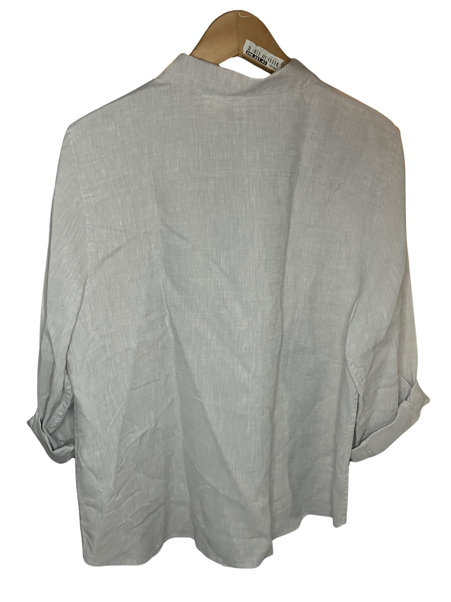 Chico's No Iron Linen Shirt 3 XL Gray Button Down Roll Tab Sleeve NWT