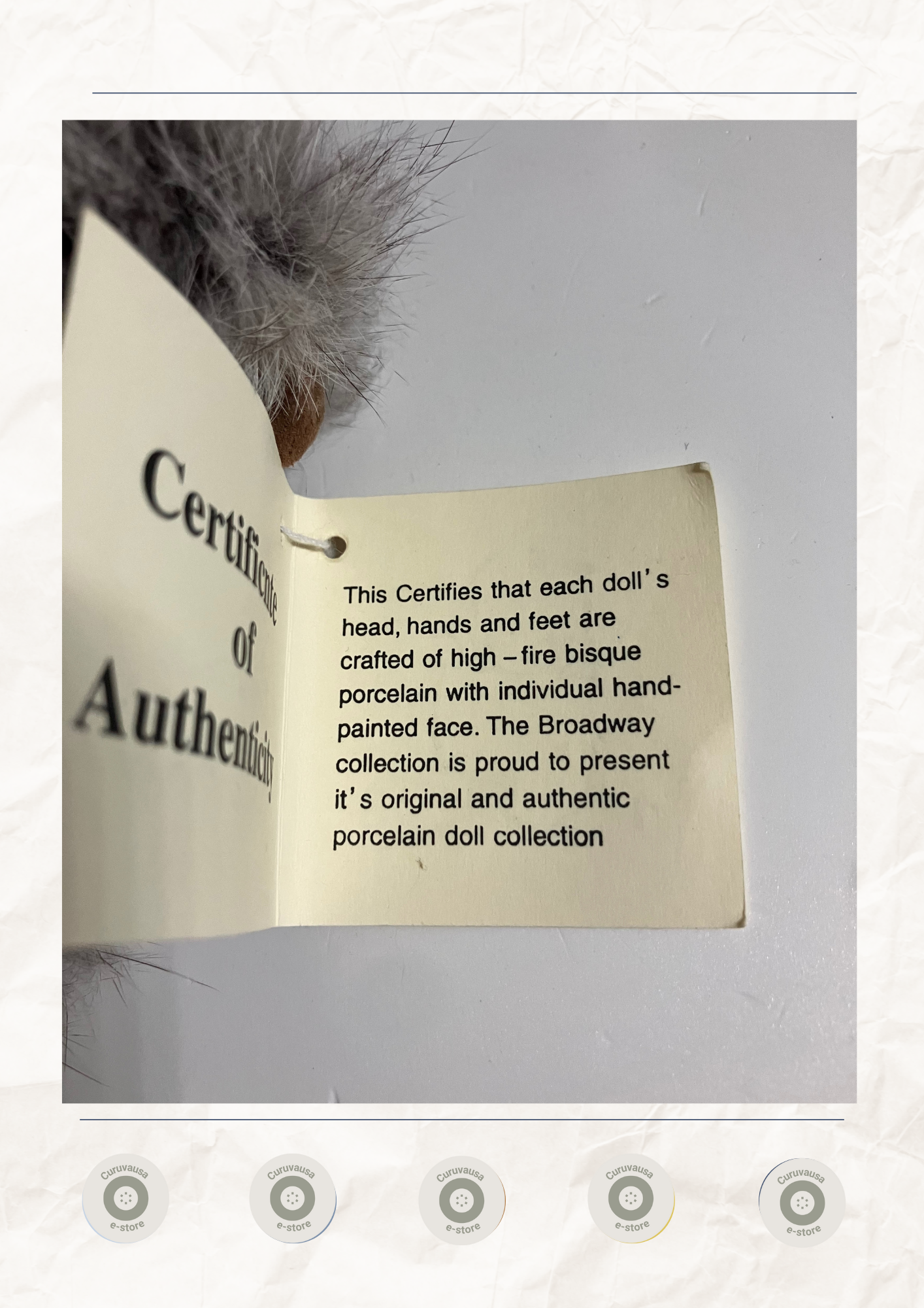 Vintage Porcelain Eskimo Doll with Faux Fur Hood – The Broadway Collection – Hand Painted – 10”